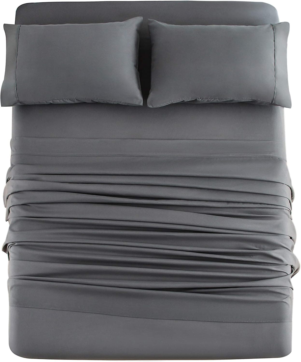 AYSW Bed Sheet Set 4 Pieces Double Brushed Microfiber 1800 - Breathable All Season Luxury Soft Bedding - Queen Grey