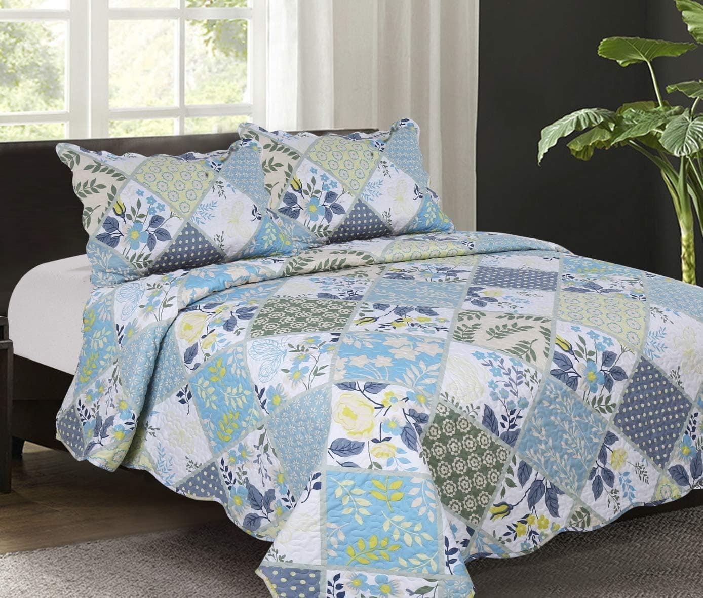 Couvre lit matelassé 240x260cm+2 taies d'pillow 63x63cm Anti Acarien Duvet été Blanket Dessus de Lit Boutis Duvet Motif 5 …