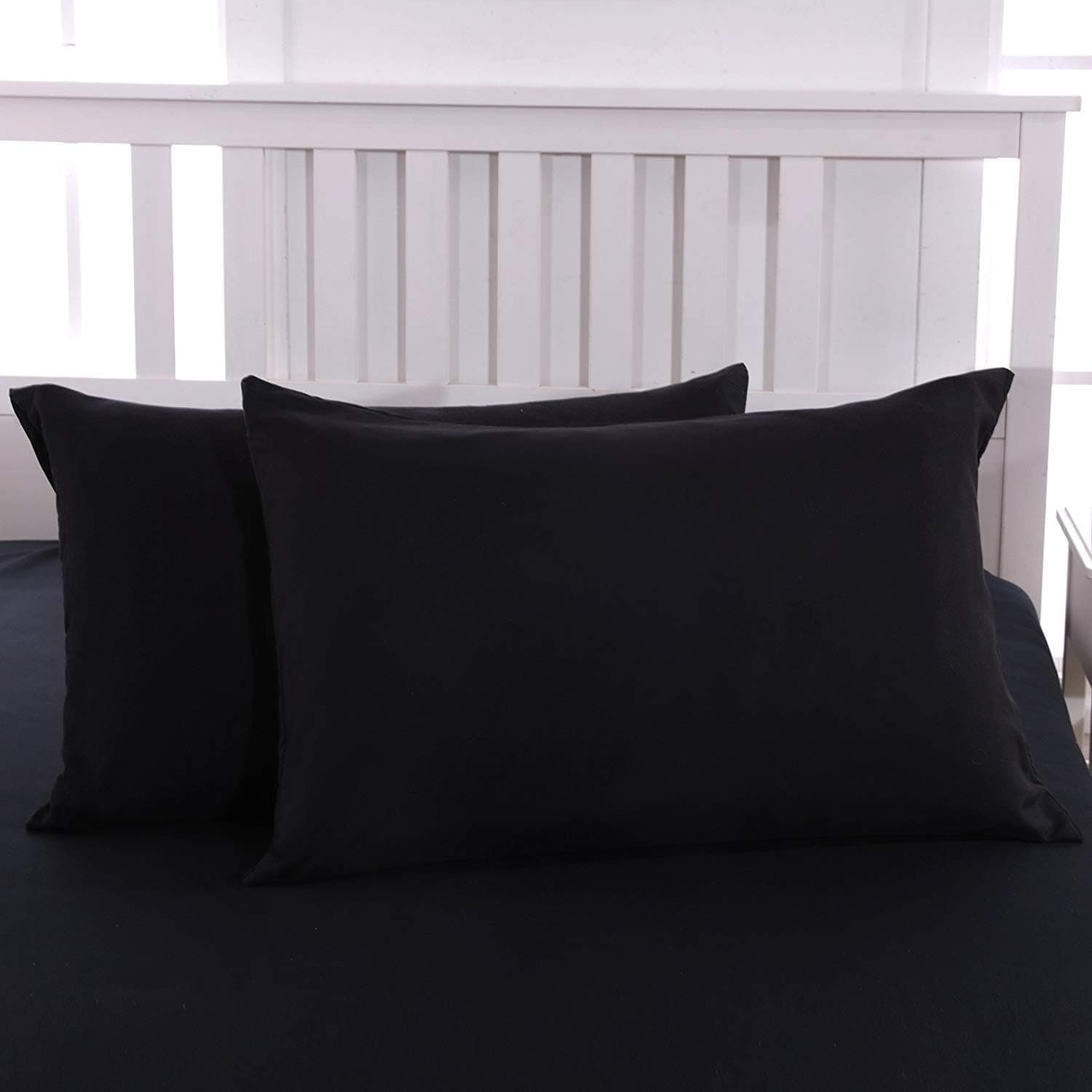 2er Pack Kissenbezug 50x75cm Hochwertig & Qualitäts Kissenhülle mit Reißverschluss 100% Microfaser in 5 Farbe Dunkel-Grey/Black/Rosa/Weiß/Beige