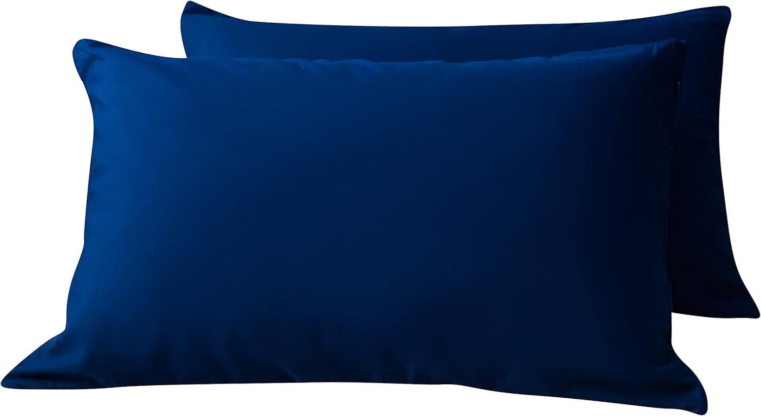 2 x Zippered Housewife Pillowcases Brushed Microfiber Bedroom (50X75) cm Pillowcase Covers Protectors (Navy Blue)