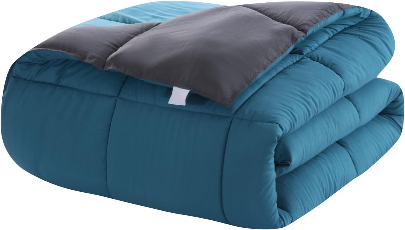 AYSW Comforter Twin Teal Ultra Warm Fluffy Down Duvet Lightweight Premium Brushed Microfiber 250GSM Soft and Comfortable Bicolor Turquoise