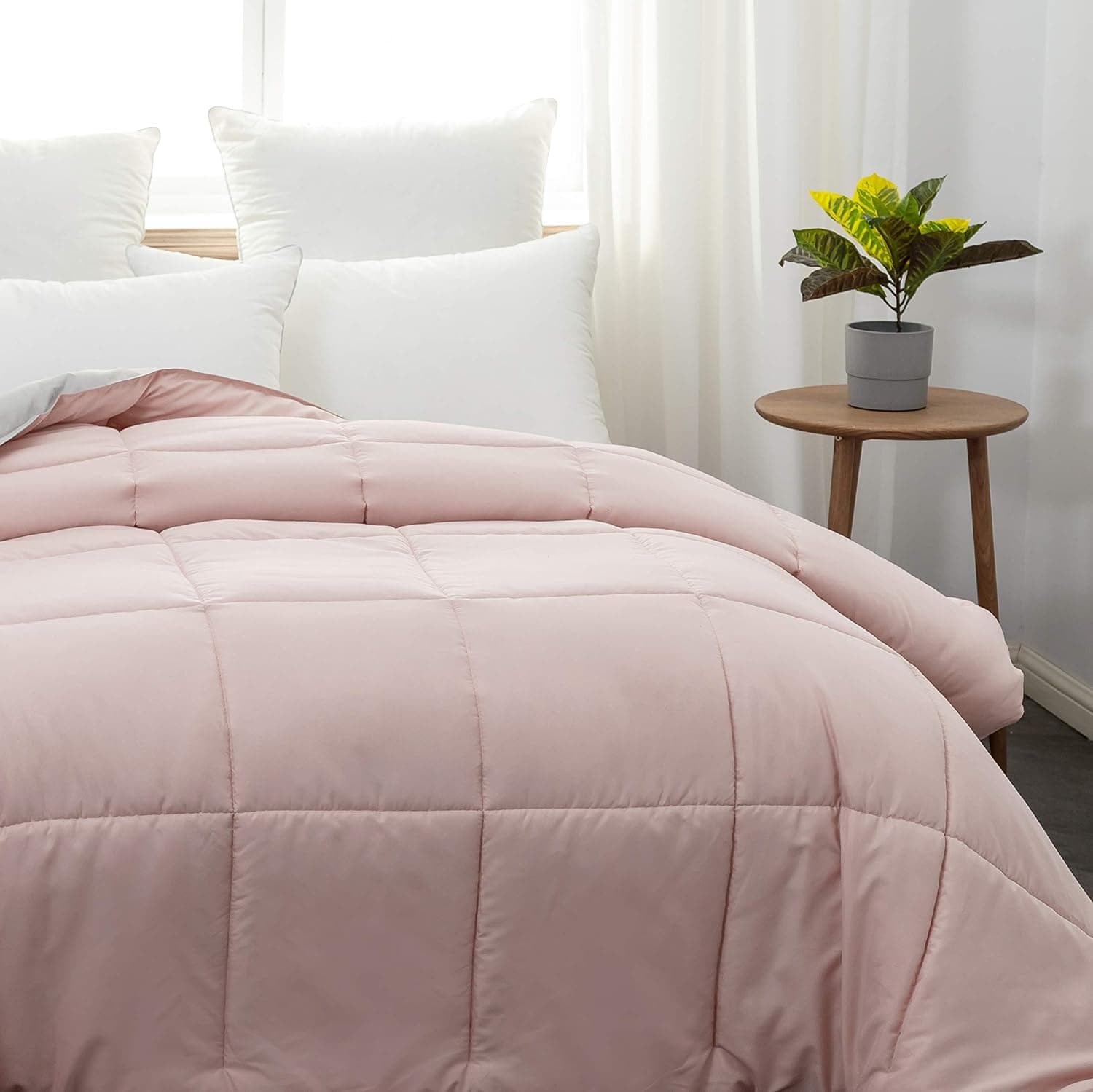 AYSW Comforter Twin Pink Ultra Warm Fluffy Down Duvet Lightweight Premium Brushed Microfiber 250GSM Soft and Comfortable Bicolor
