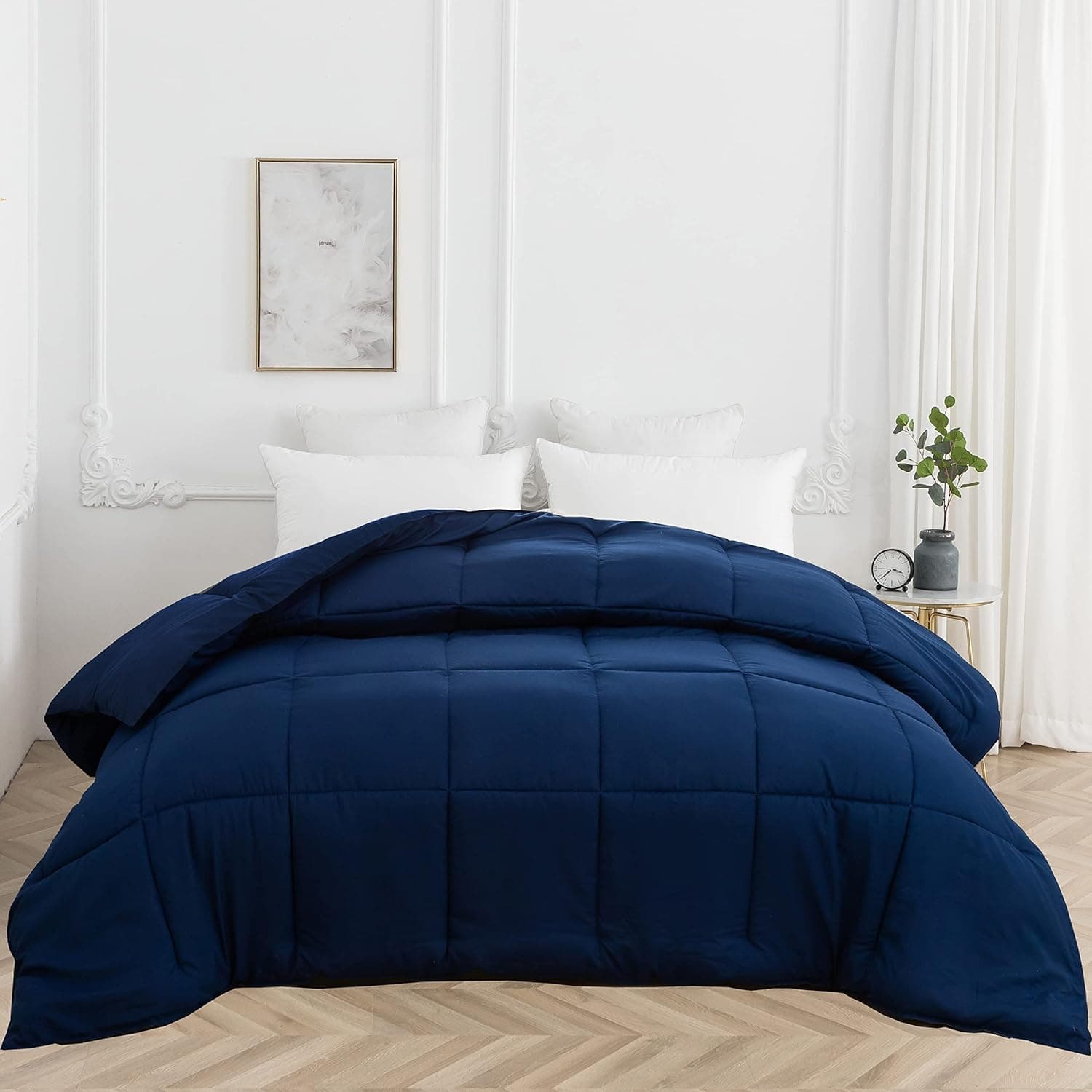 AYASW Comforter Only Brushed Microfiber Ultra Warm Fluffy Duvet Lightweight Twin Size for All Season Navy Blue