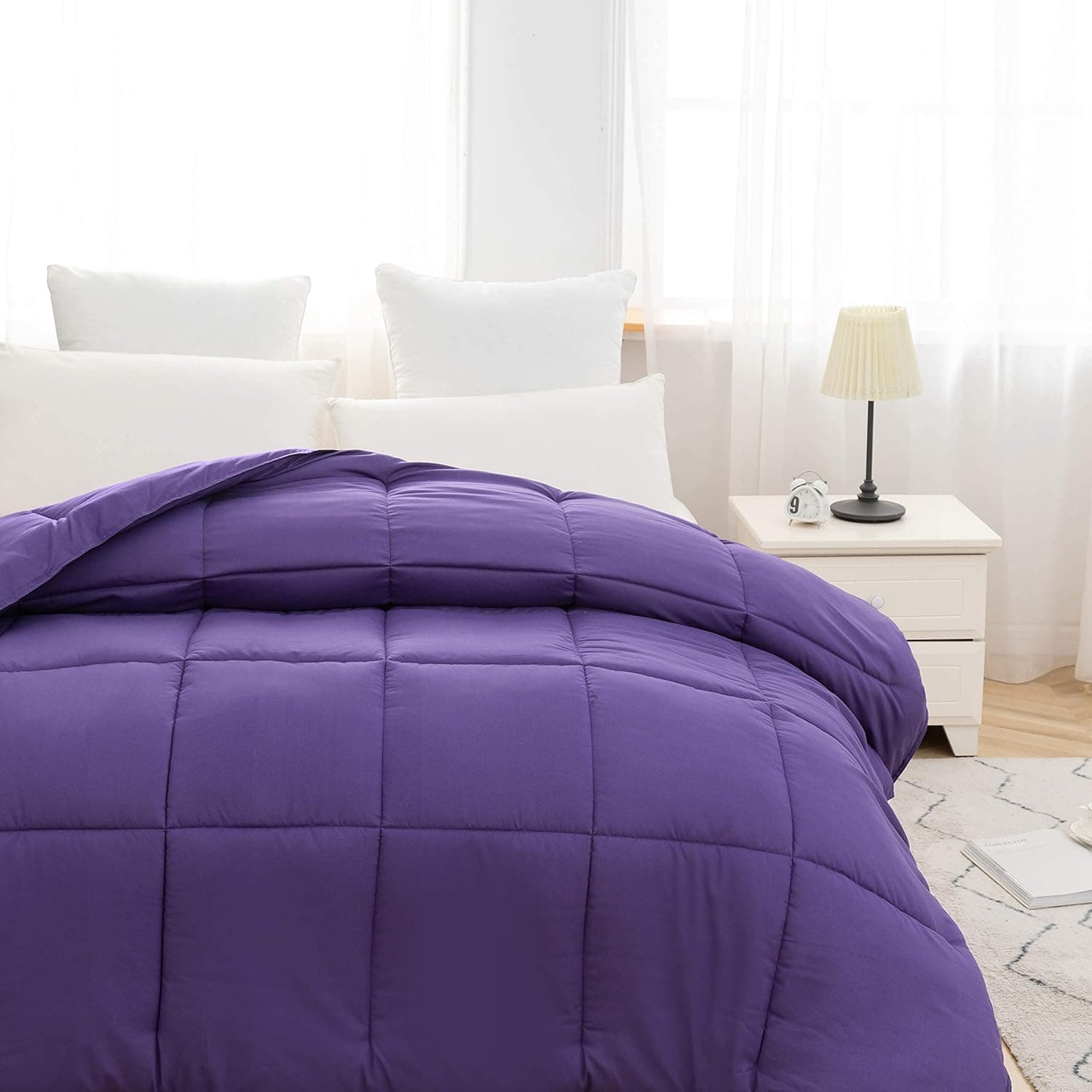 AYASW Comforter Only Twin Premium Cozy 1800 Brushed Microfiber Ultra Soft Warm Fluffy Duvet Lightweight Twin Size for All Season Purple