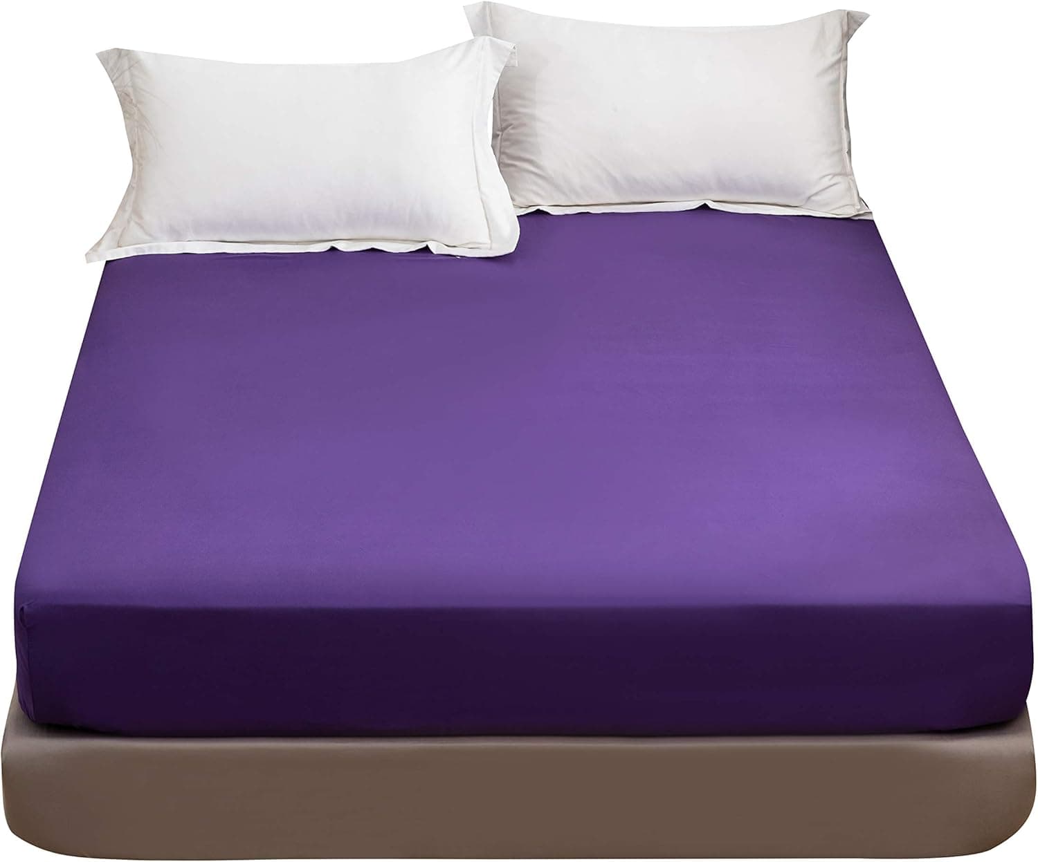 Fitted Bottom Sheet Only Premium 1809 Ultra-Soft Fade Resistant Brushed Microfiber Deep Pocket Full Purple