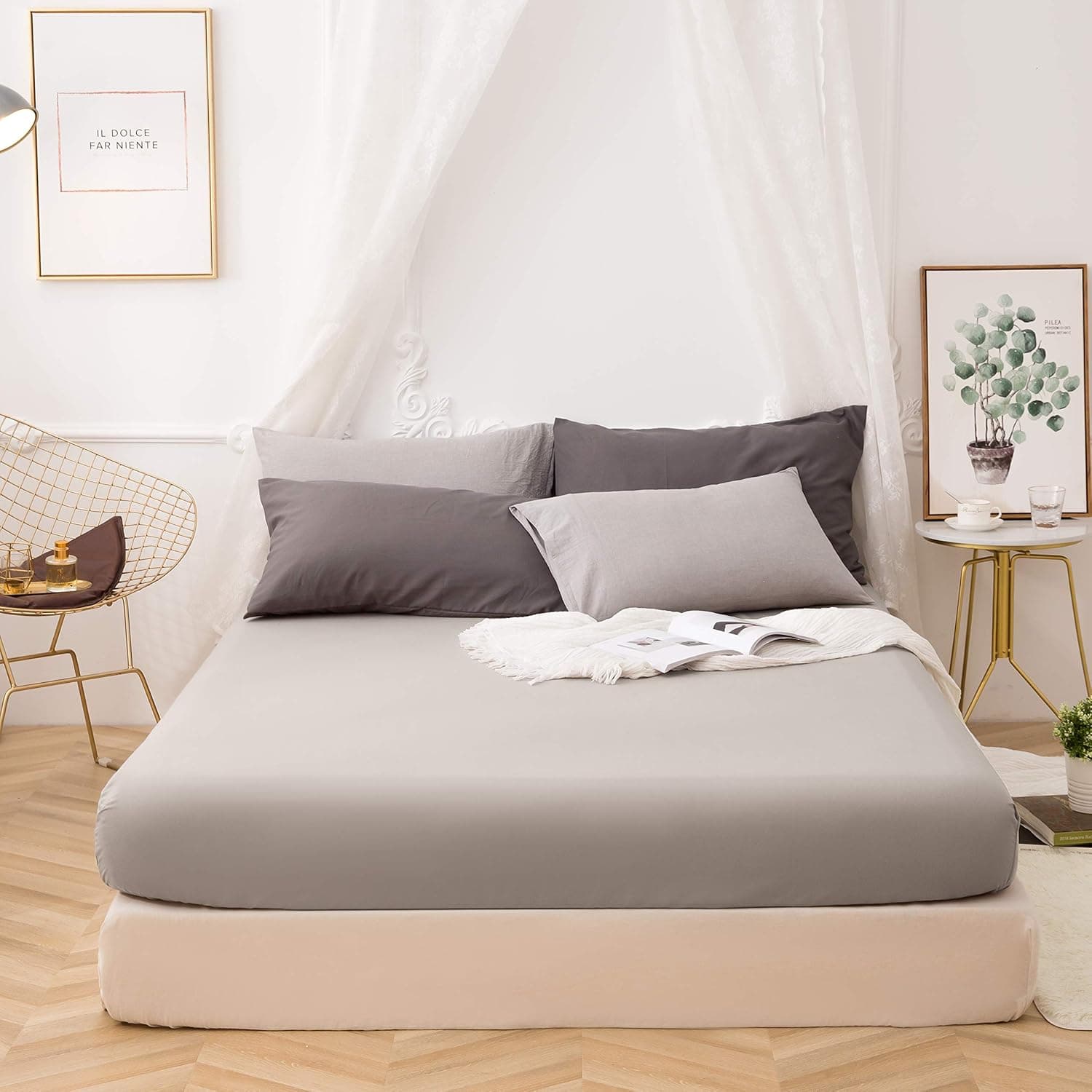 Fitted Bottom Sheet Only Premium 1800 Ultra-Soft Fade Resistant Brushed Microfiber Deep Pocket Full Khaki
