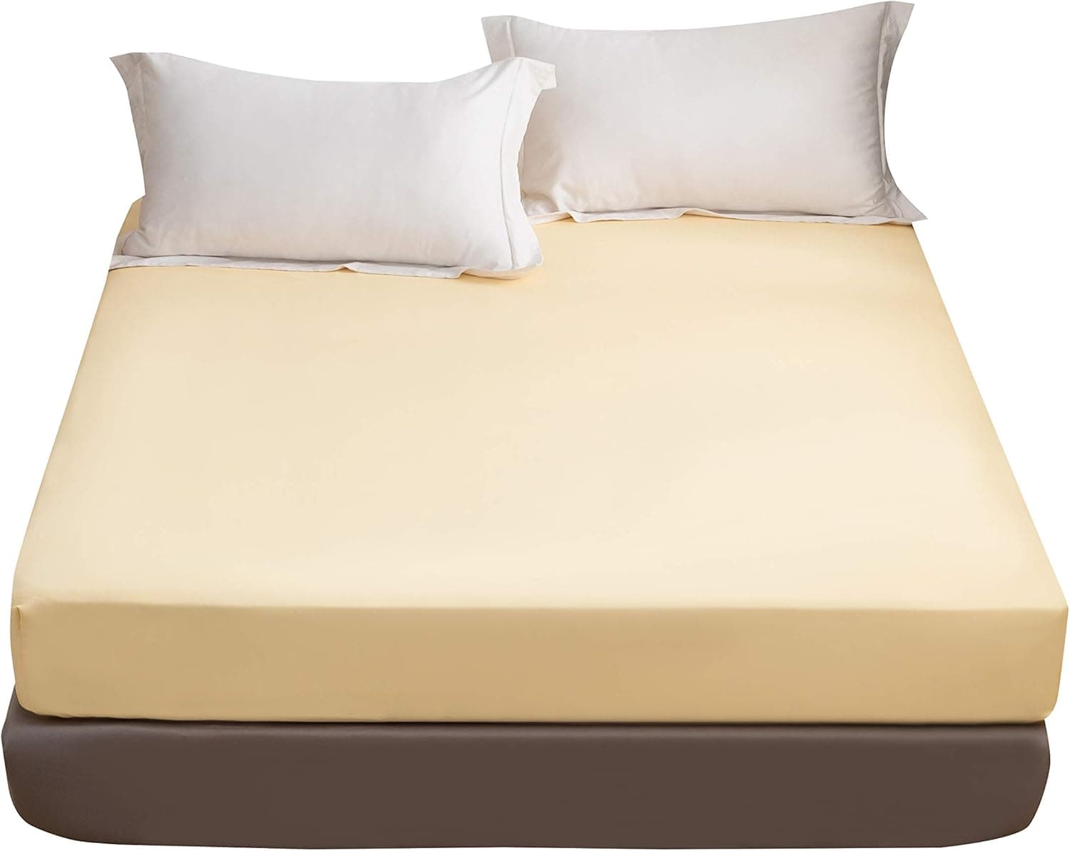 LS Fitted Bottom Sheet Only Premium 1800 Ultra-Soft Fade Resistant Brushed Microfiber Deep Pocket Full Yellow