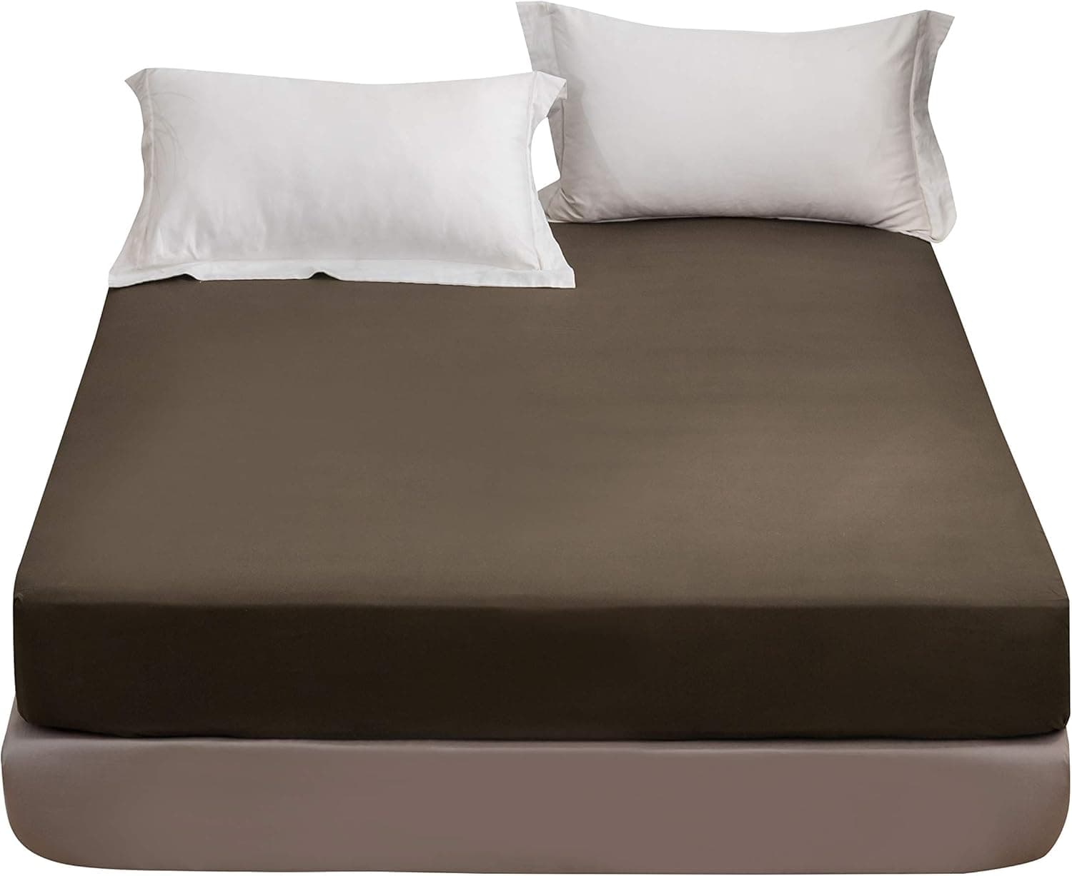 Fitted Bottom Sheet Only Premium 1812 Ultra-Soft Fade Resistant Brushed Microfiber Deep Pocket Full Coffee