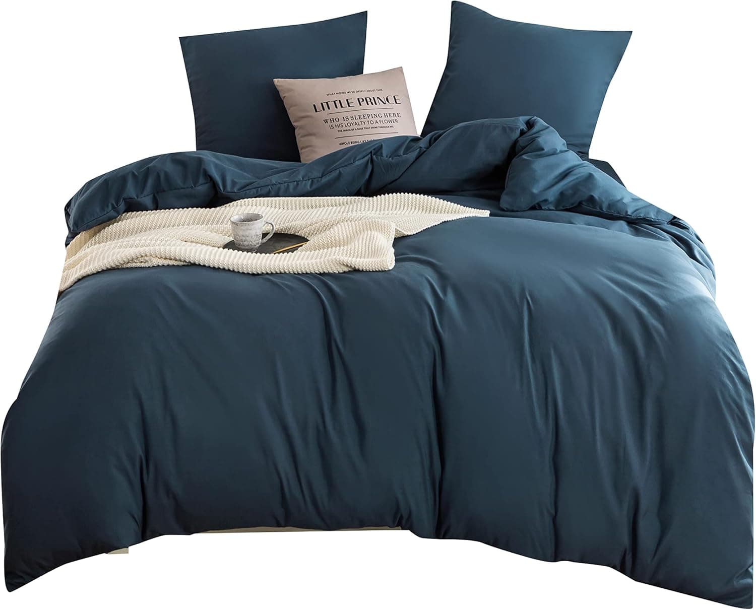 Bettwäsche 200x200 cm Super Weiche 100% gebürstetes Microfiber mit Einer Qualität von 110 g/m²,2 Kopfkissenbezug 80x80 cm Marineblau