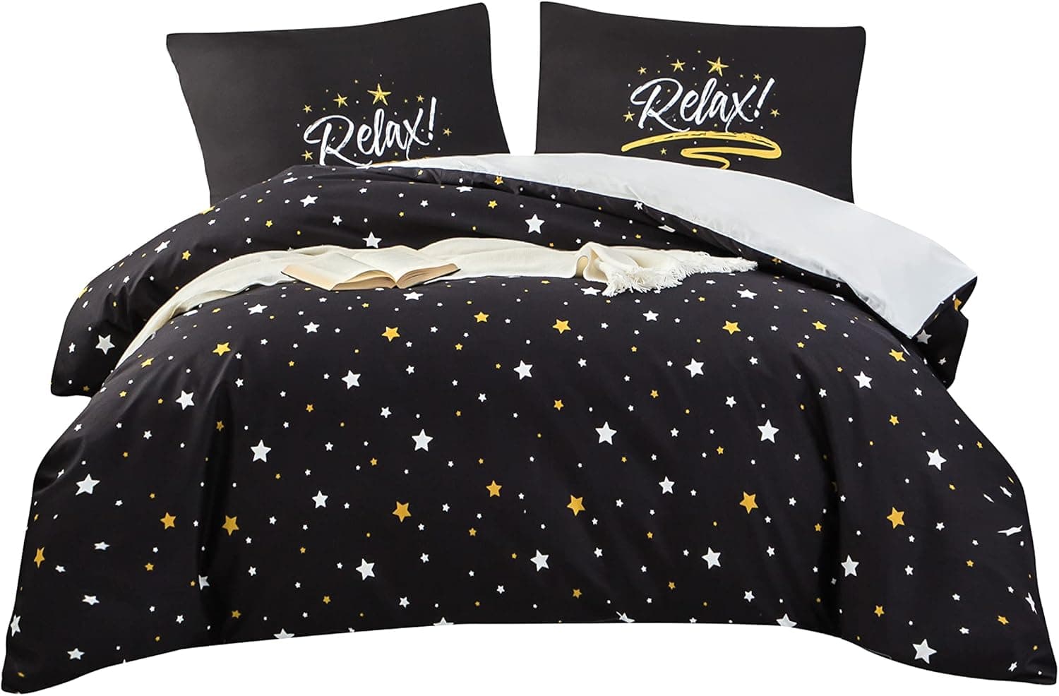 Cover de Duvet 200x200 / 80x80x2 cm étoile Parure de Lit pour 2 Personnes Fermeture Éclair Sets de Cover Duvet