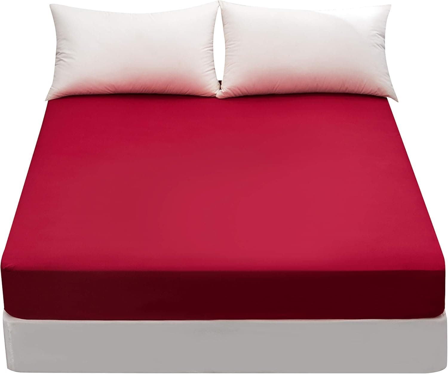 Fitted Bottom Sheet Only Premium 1800 Ultra-Soft Fade Resistant Brushed Microfiber Deep Pocket Queen Red