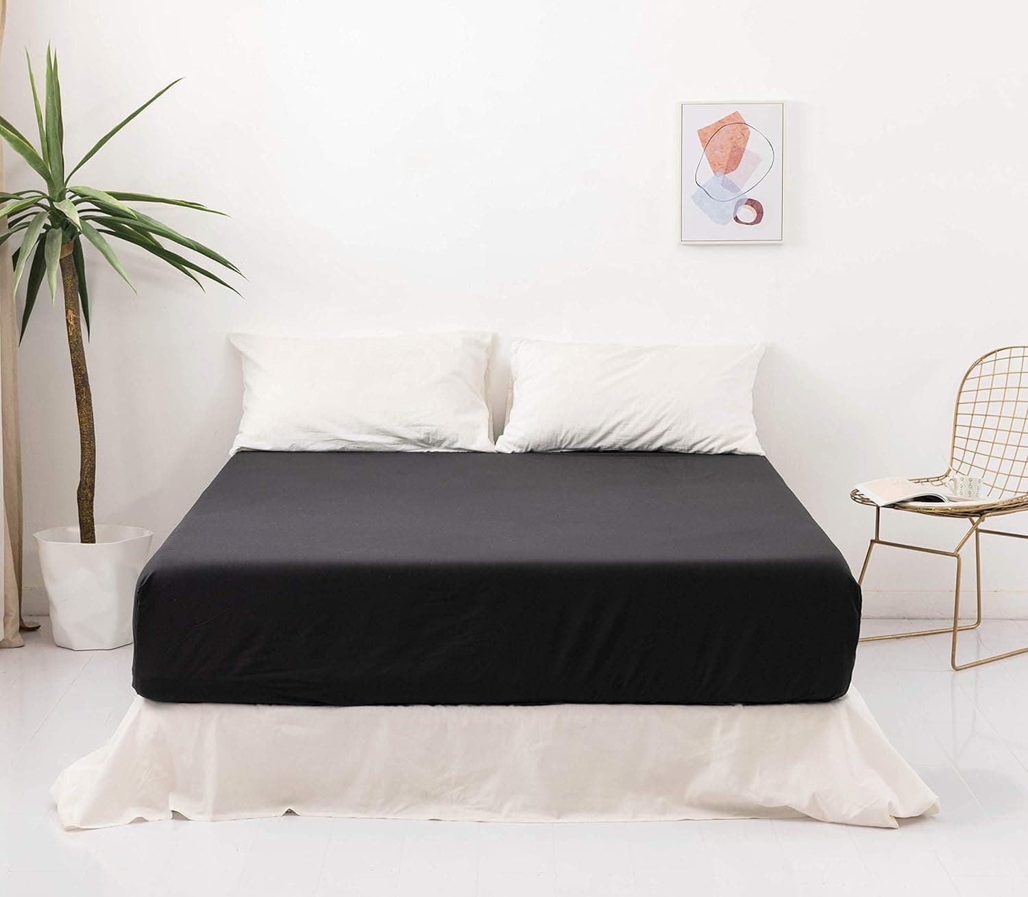 AYSW Spannbettlaken Black, 100% Weiche Microfiber, 140 x 200 x 30 cm, Hohe Qualität Spannbetttuch 120g/m²