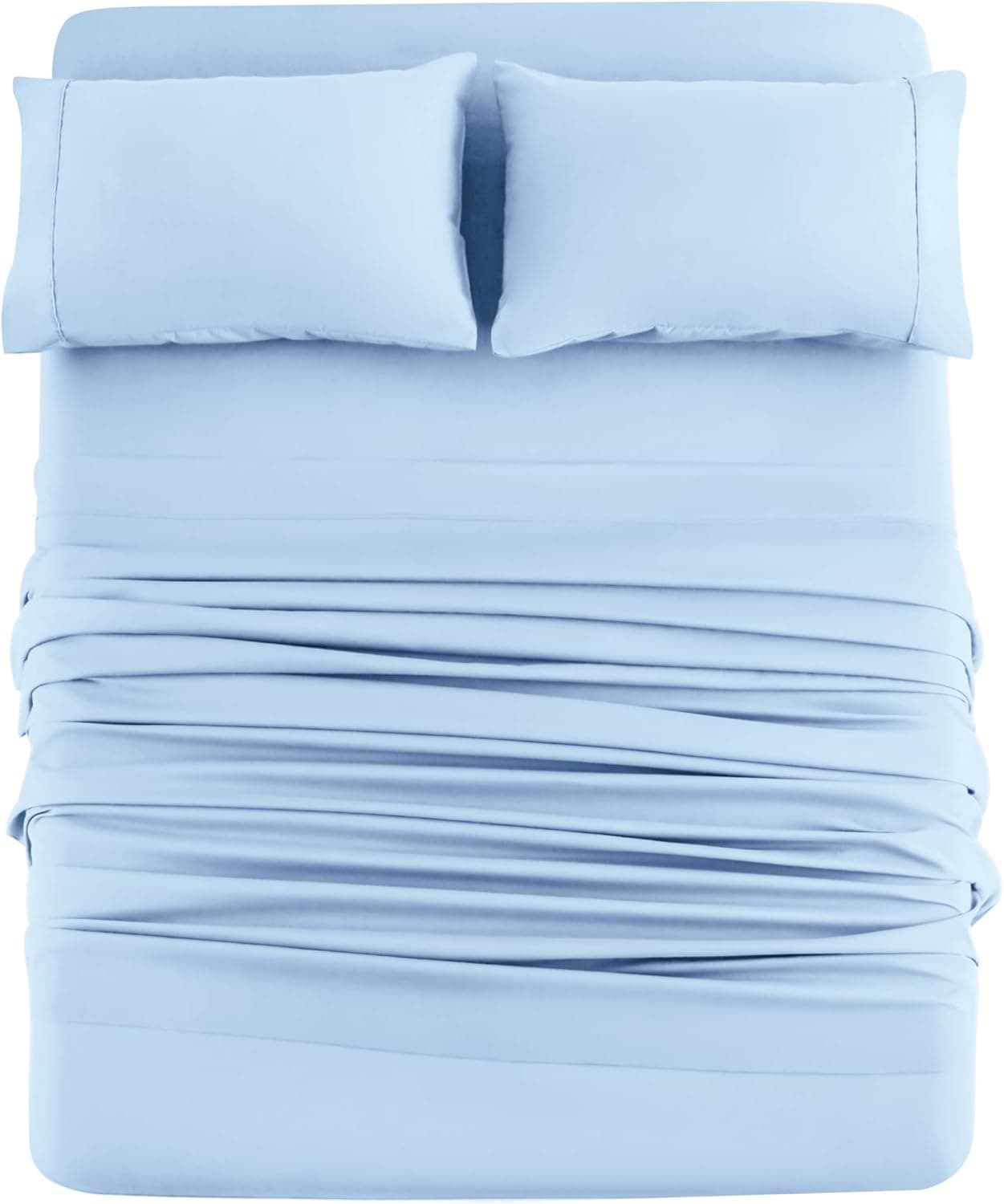 AYSW Bed Sheet Set 3 Pieces Twin Size - Double Brushed Microfiber 1800 - Ultra Soft & Breathable All Season Luxury Bedding - Light Blue