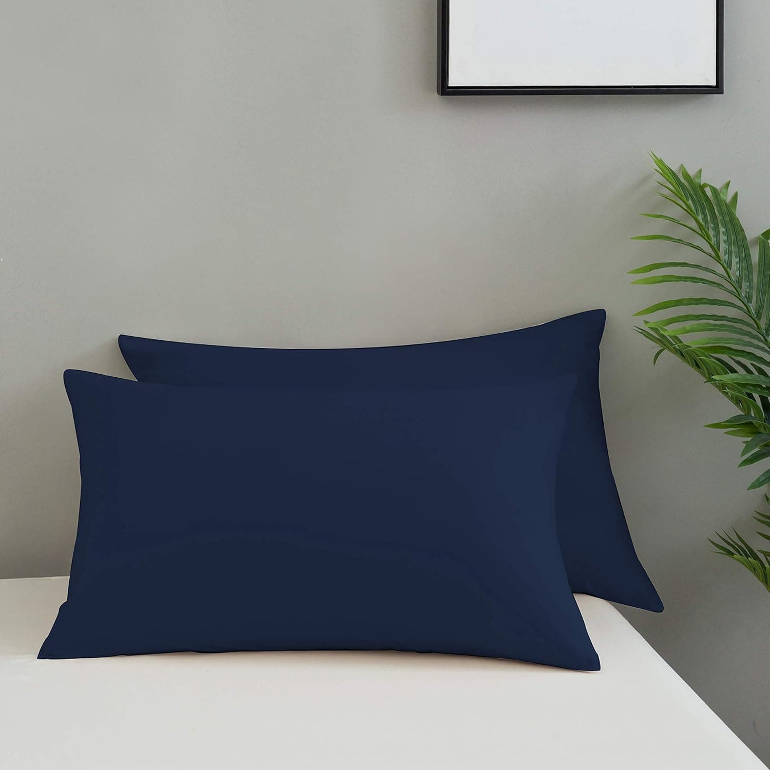 2er Pack Kissenbezug 50x75cm Hochwertig & Qualitäts Kissenhülle mit Reißverschluss 100% Microfaser in Marineblau