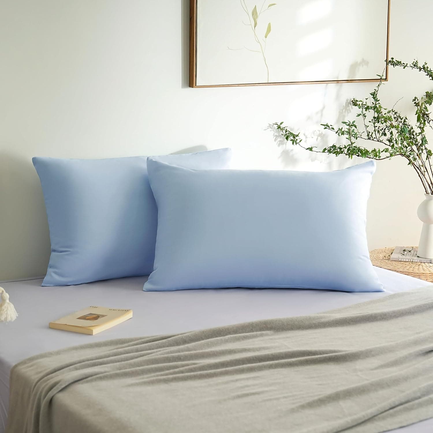 AYSW Lot de 2- Taies d'pillow 50x70cm Blue Light Cover d'pillow avec Une Fermeture éclair en Microfiber