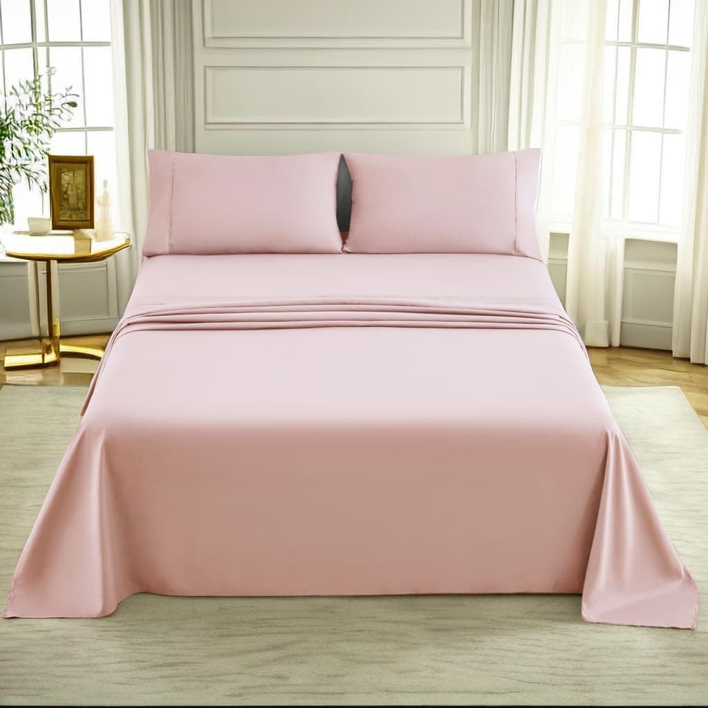 AYSW Soft Bed Sheet Set 4 Pieces Double Brushed Microfiber Fade Resistant Easy Care Full Pink