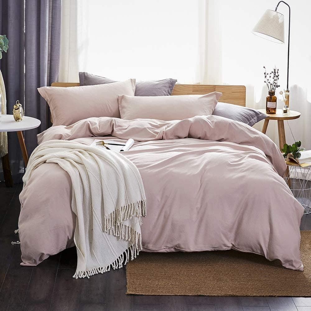 AYSW Double Duvet Cover Set 200x200 Quilt Cover with 50x75 Pillowcases Microfiber Bedding Set, Pink