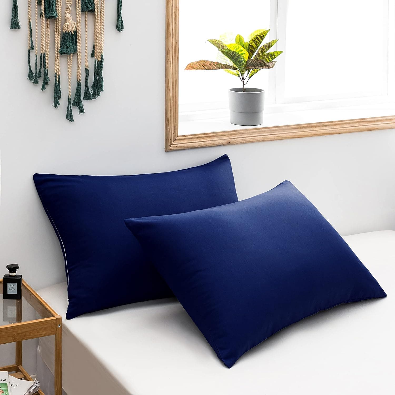 AYSW Lot de 2- Taies d'pillow Blue Dark 50x70cm Cover d'pillow avec Une Fermeture Eclair en Microfiber …