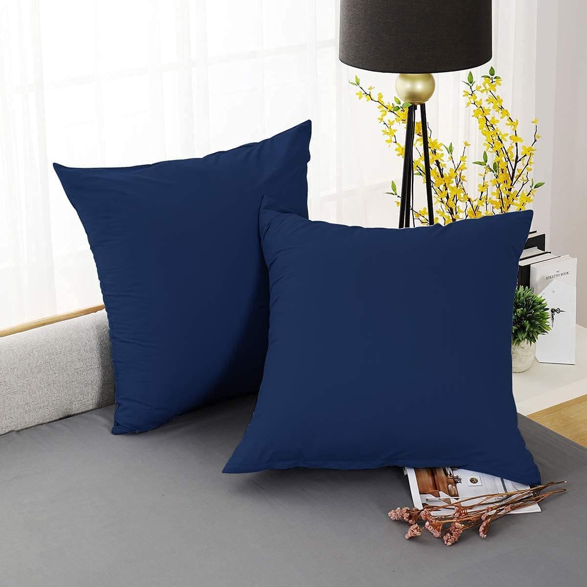 AYSW Lot de 2- Taies d'pillow Blue Dark 65x65cm Cover d'pillow avec Une Fermeture Eclair en Microfiber …