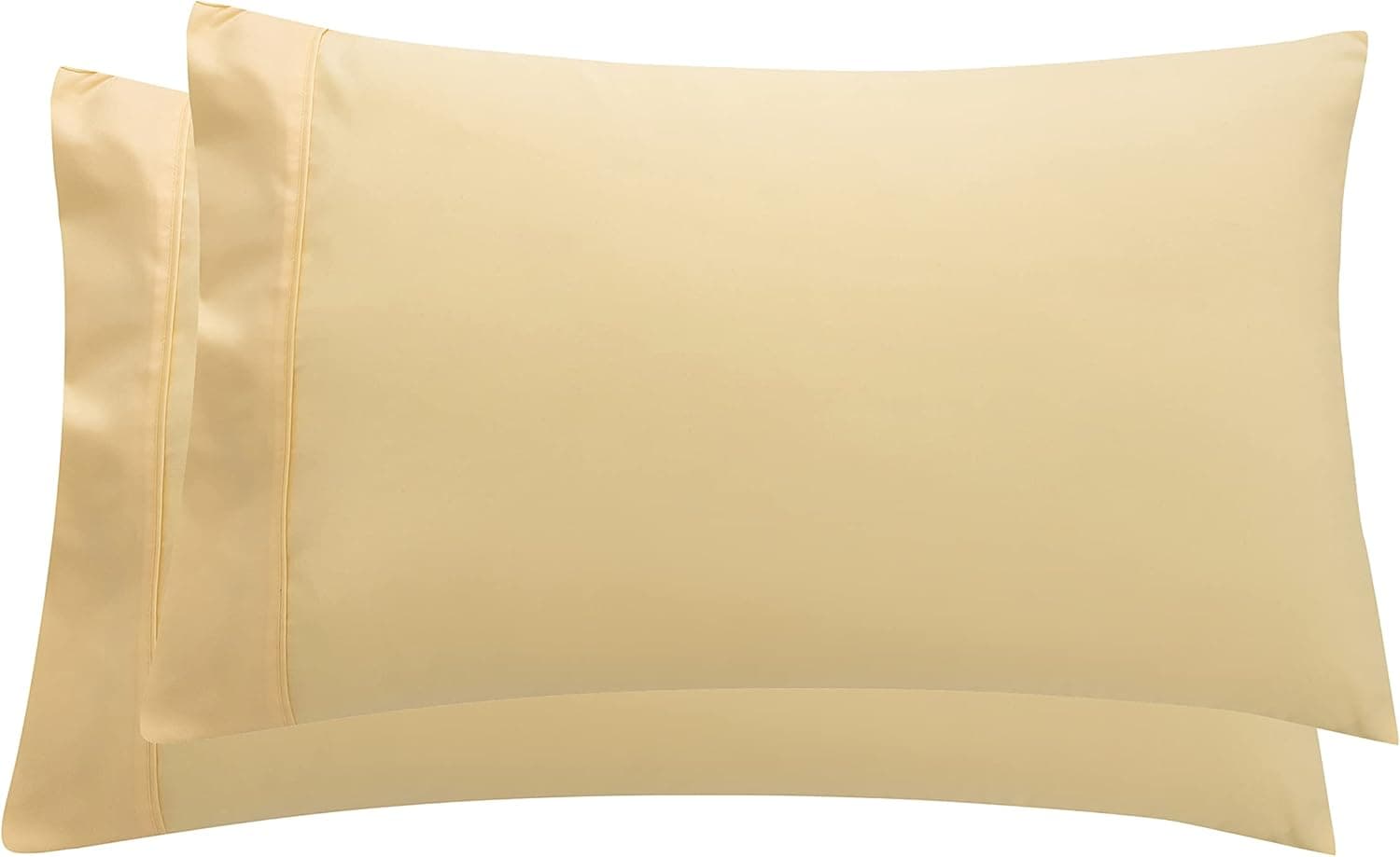 AYASW Pillowcases Set of 2 Bed Pillow Cover Brushed Microfiber Envelope Closure Queen Size 20"x30" Light Yellow Soft and Cozy Easy Care