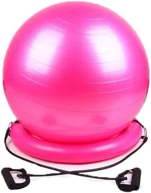 Palla da ginnastica per yoga e yoga, anti-burst con palla e fasce di resistenza, manico con pompa rapida per ufficio, casa, rosa, 65 cm