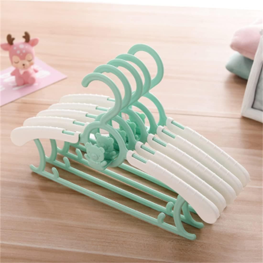 10 perchas para ropa infantil, crecientes, ahorran espacio, antideslizantes, para bebés, color verde