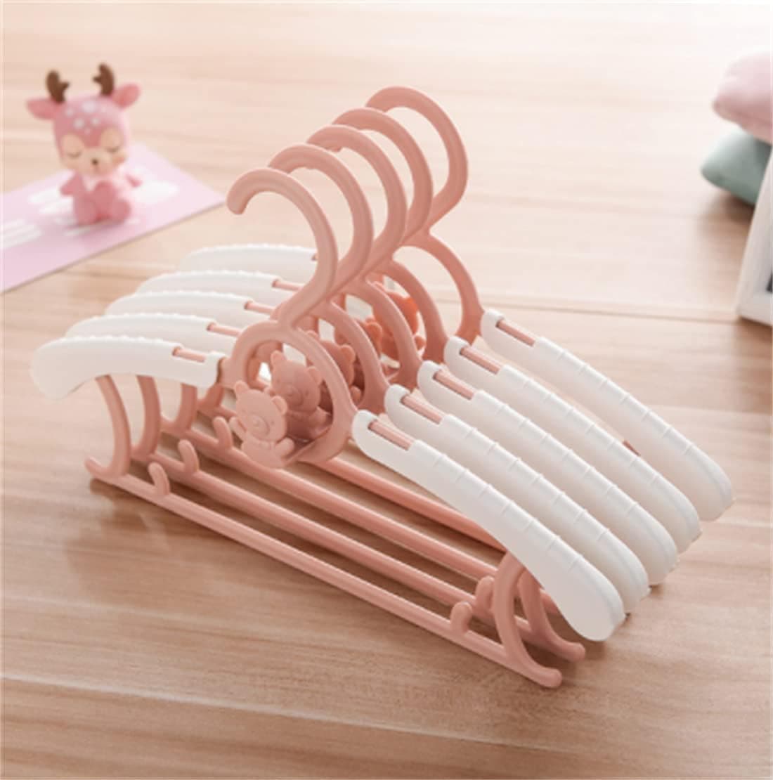 10 perchas para ropa infantil, crecientes, ahorran espacio, antideslizantes, para bebés, color rosa