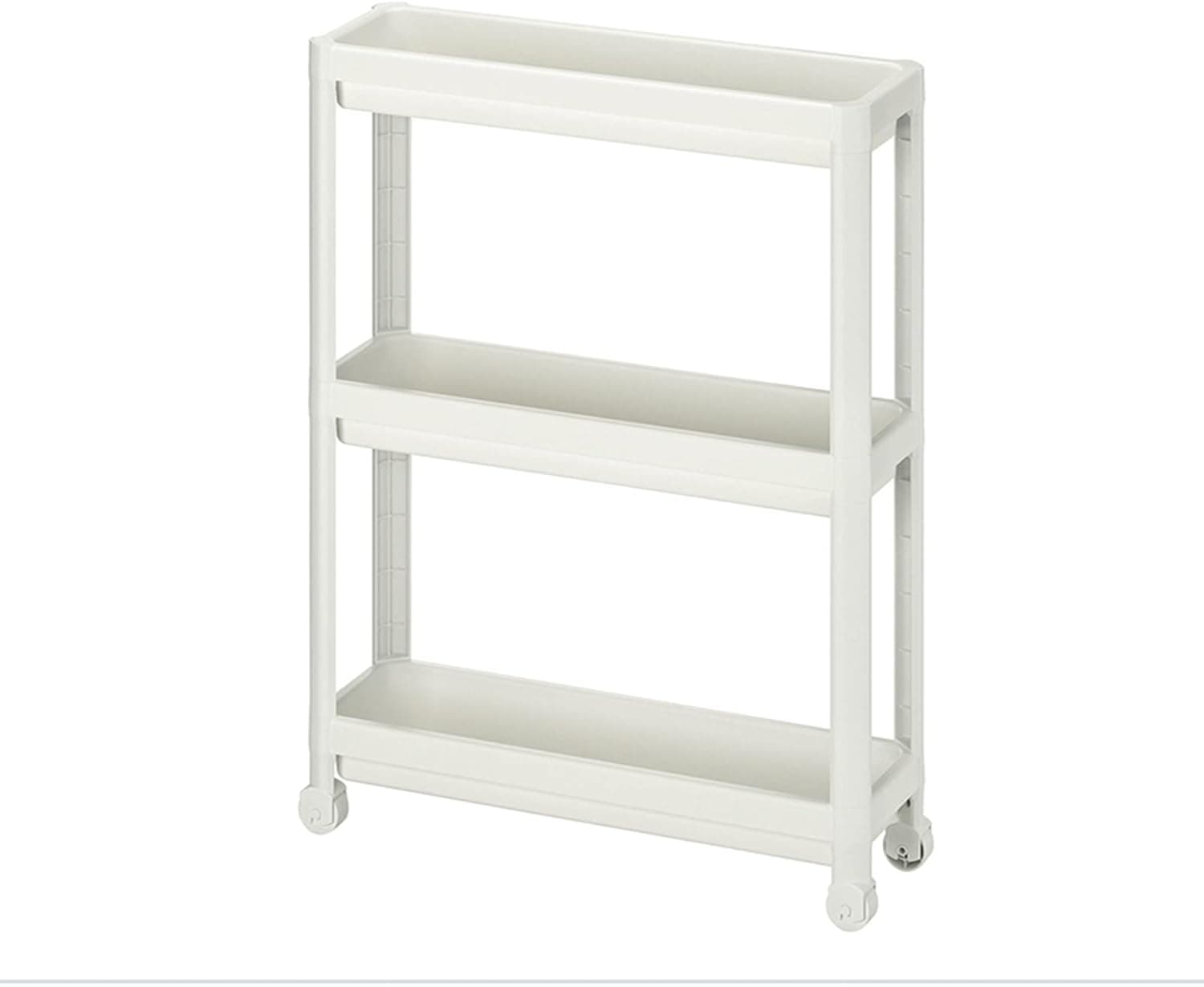 Chariot auxiliaire avec roulettes, organiseur d'étagères avec 3 niveaux pour salle de bain, salon, Avanderie, bureau, endroits étroits, 54 x 18 x 71 cm, white
