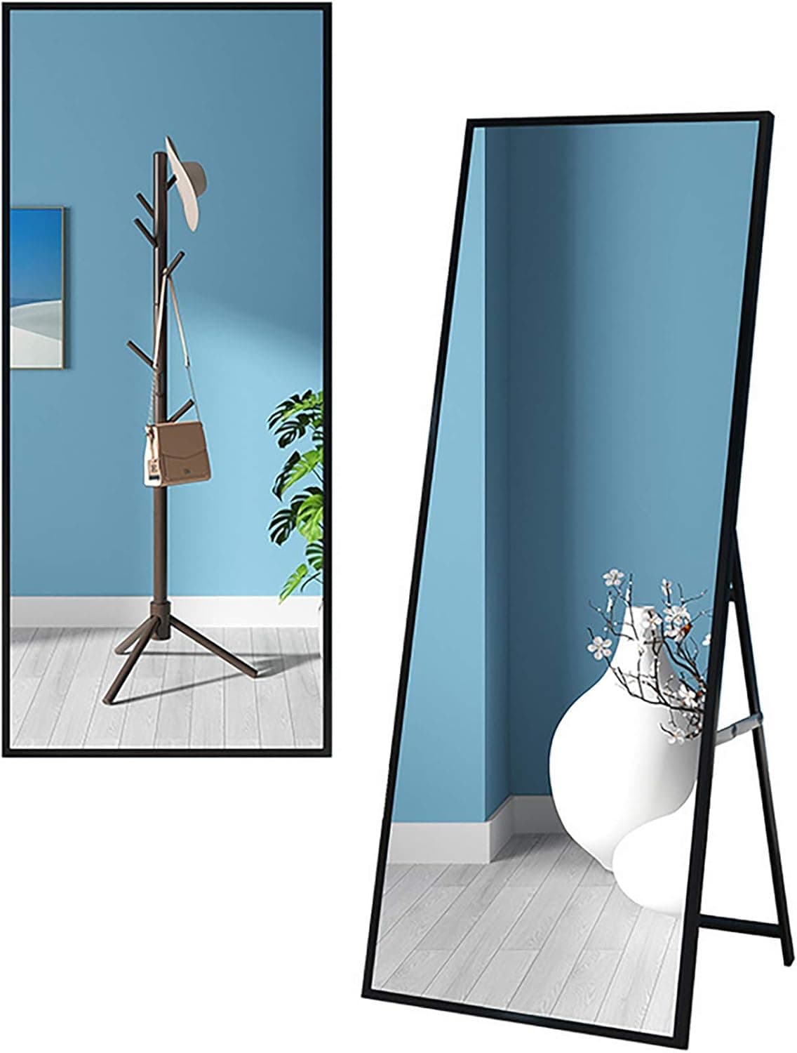 Full Length Large Rectangle Mirror Floor Mirror Room Standing/Hanging Mirror Dressing Mirror (Silver)