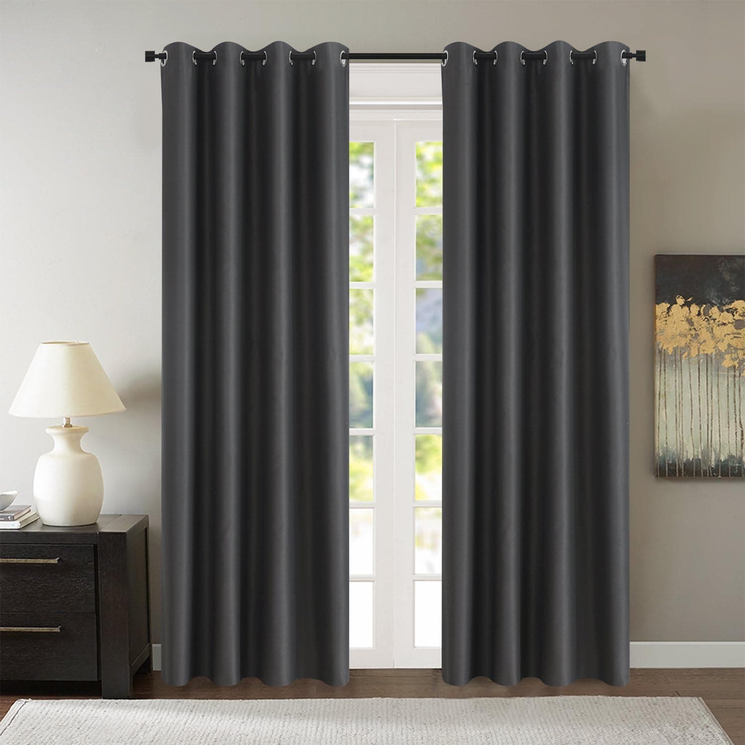 AYSW Eyelet Blackout Curtains for Bedroom Window Thermal Insulated Panels 46" Width x 72" Drop 2 Panels Grey