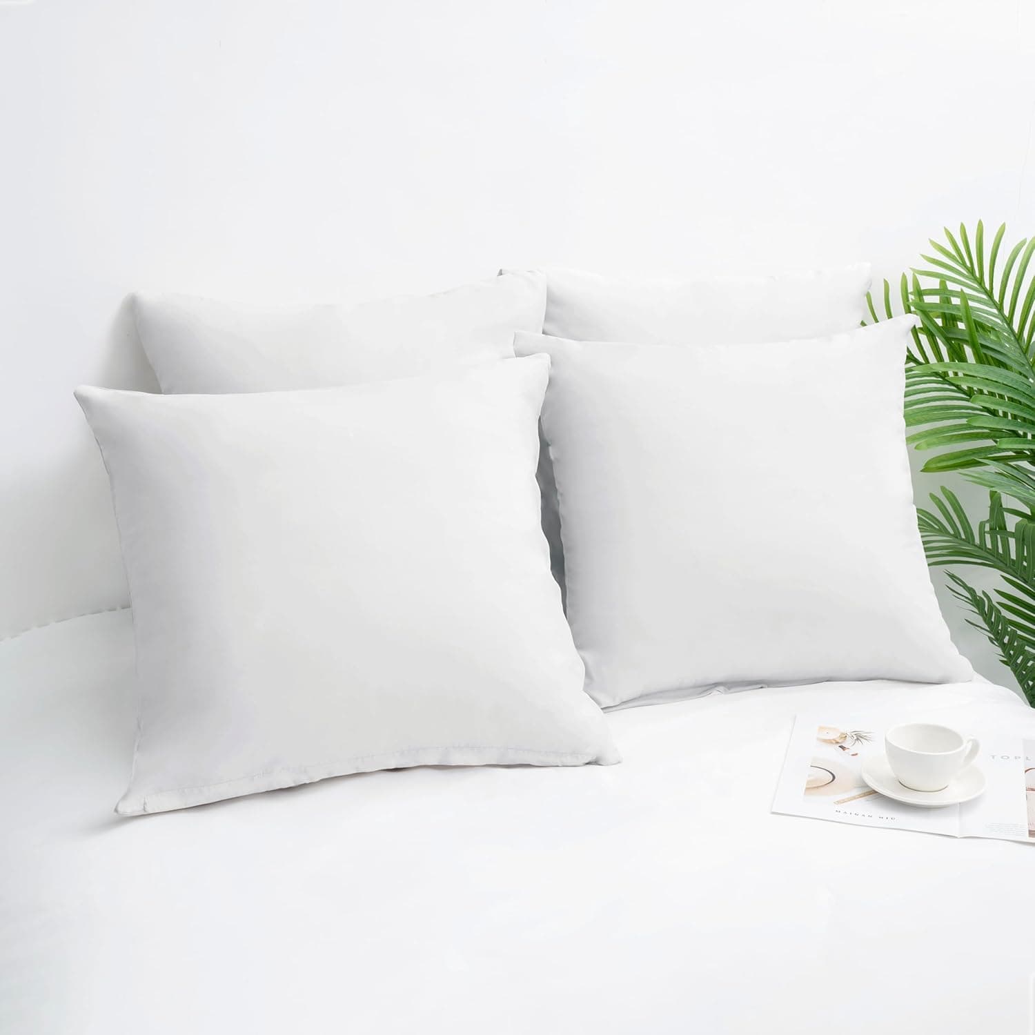 AYSW Lot de 4- Taies d'pillow 65x65cm White Cover d'pillow avec Une Fermeture éclair en Microfiber