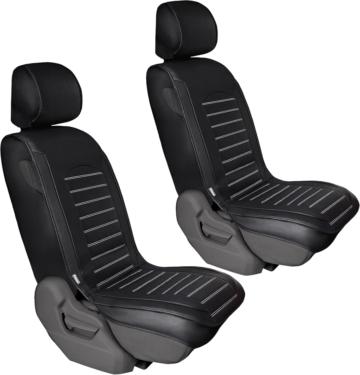 AYSW Car Seat Covers Faux Leather Automotive Breathable and Waterproof for Cars SUV Pick-up Truck Sedan, Universal Anti-Slip Driver with Backrest (Front Pair, Black)