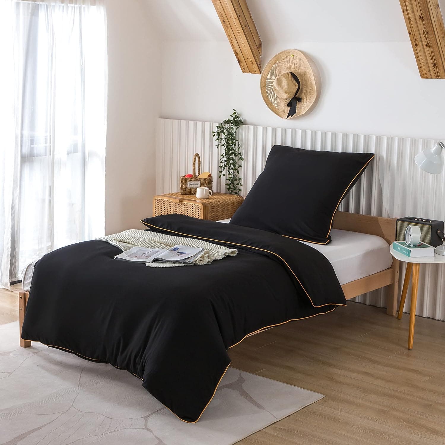 2 teilig microfiber Bettwäsche 135x200cm Black