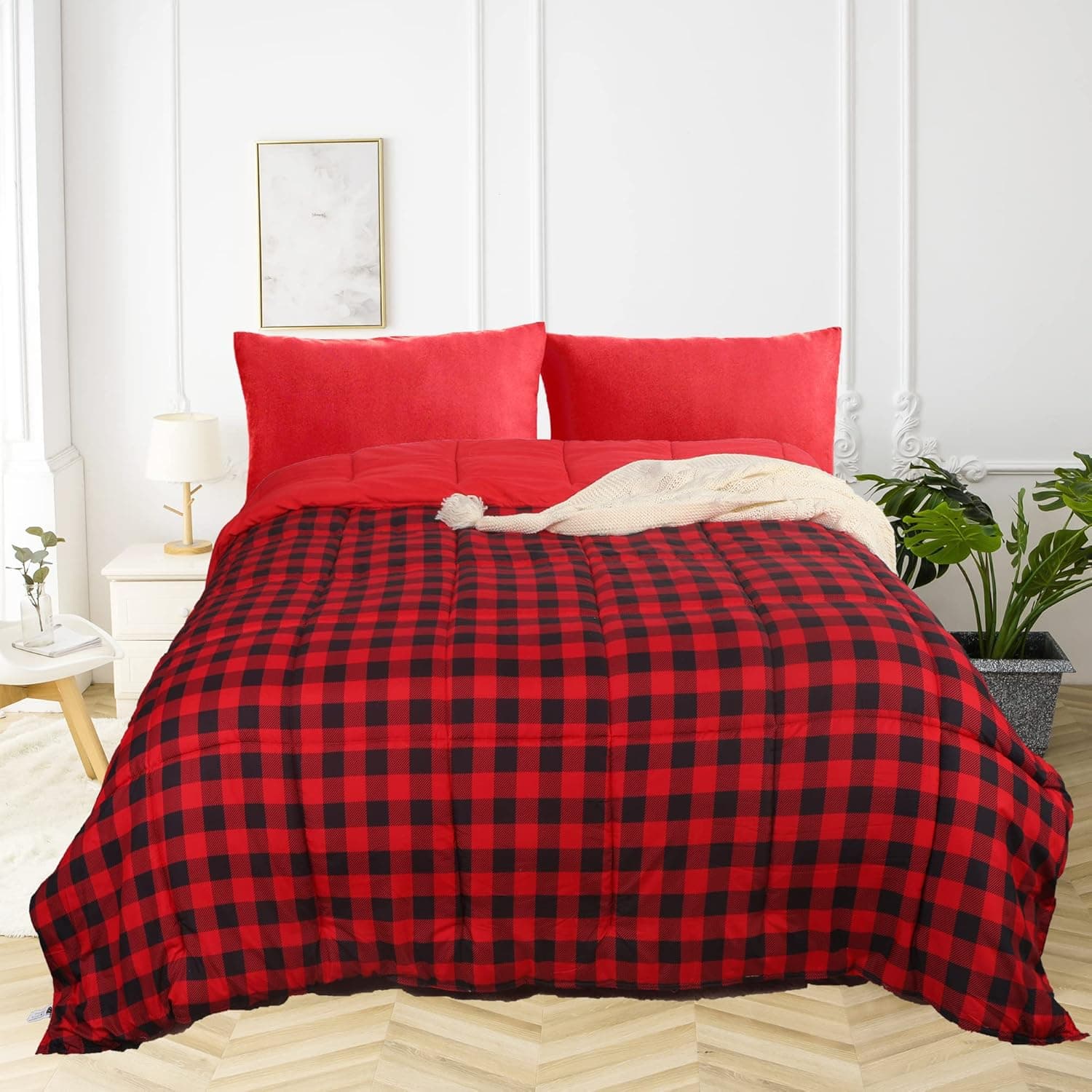 Duvet Réversible 4 Saisons 450g/m² Microfiber 220x240 cm Hypoallergénique Blue Lac Duvet Matelassées Blanket Construction Box-Stitching Edredon Épais 2 Personnes