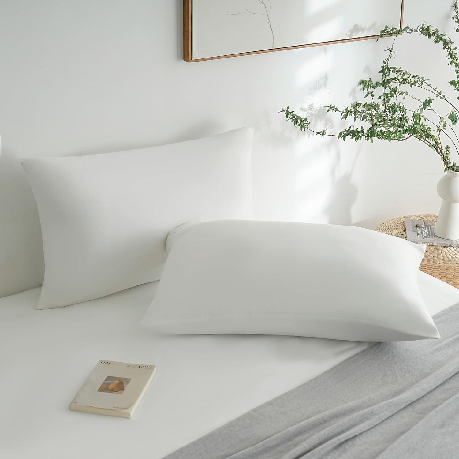 AYSW Lot de 2- Taies d'pillow 30x50cm White Cover d'pillow 70 GSM en Microfiber