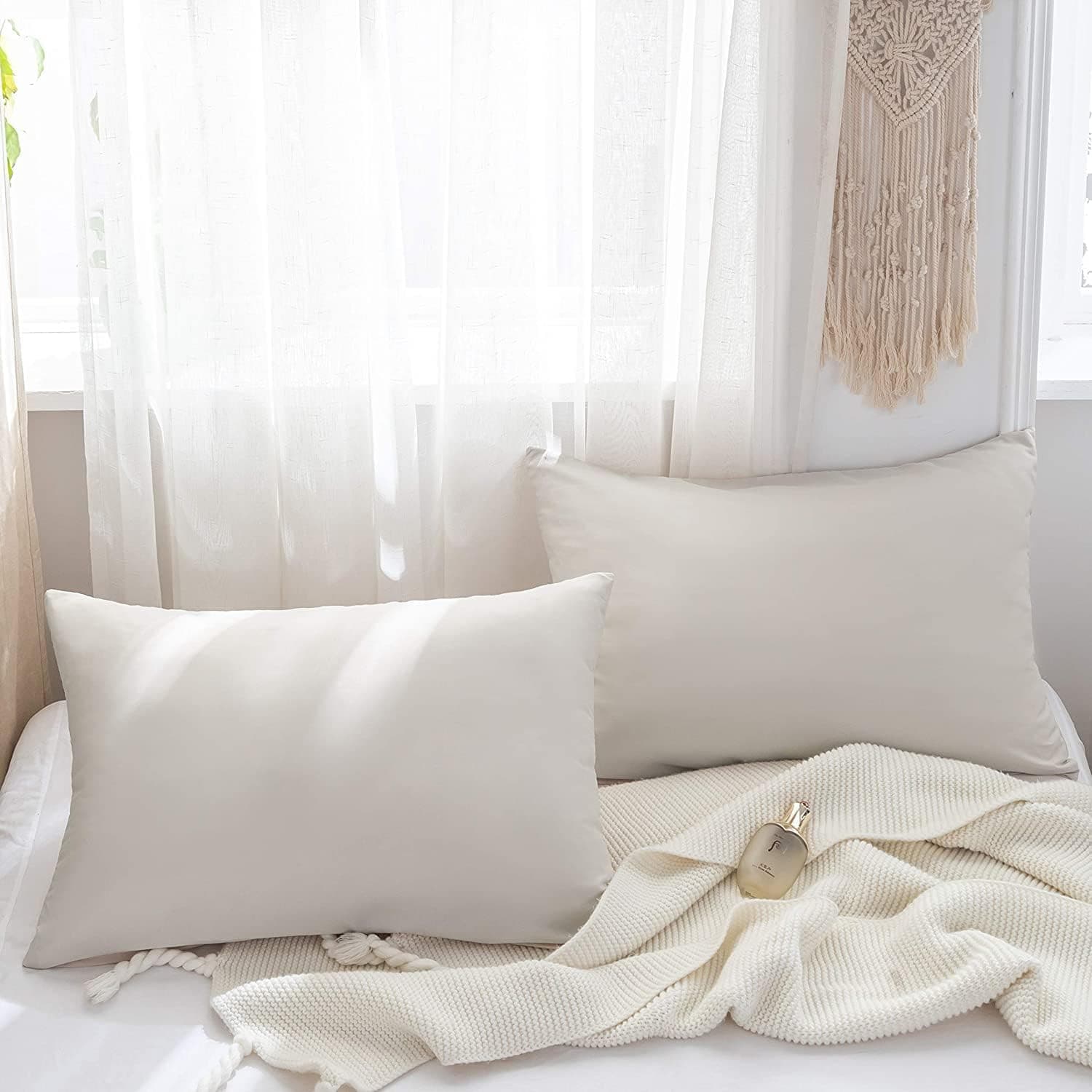 AYSW Lot de 2- Taies d'pillow 40x60cm Beige Cover d'pillow 70 GSM en Microfiber