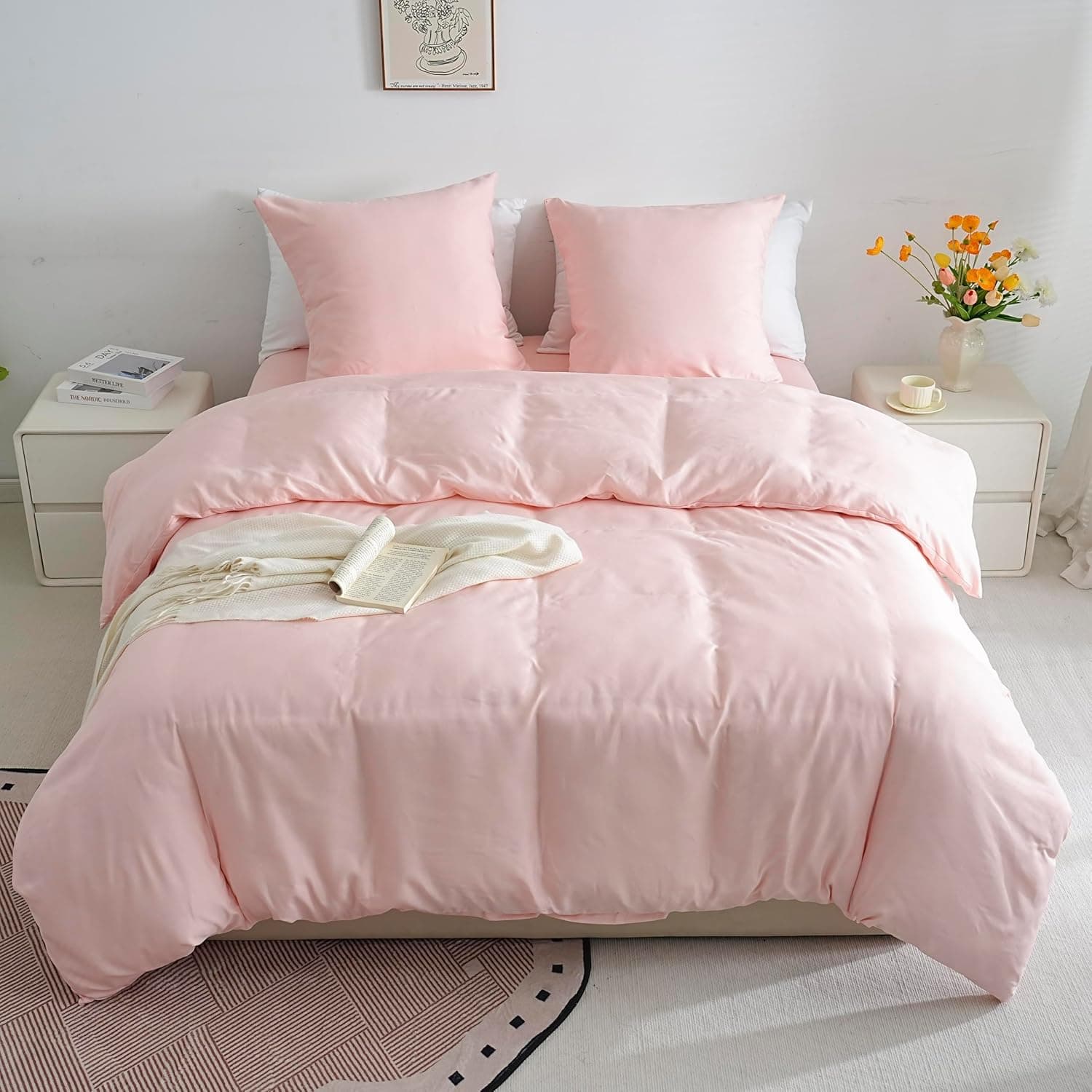 Sets de Housses de Couettes Légère 140x200 cm Fermeture Éclair 2 Pièces Microfiber 80 Fils/cm² + 1 Pillowcase d'pillow 65x65 cm Parure de Lit Adulte 1 Personne Ensemble Literie Douce