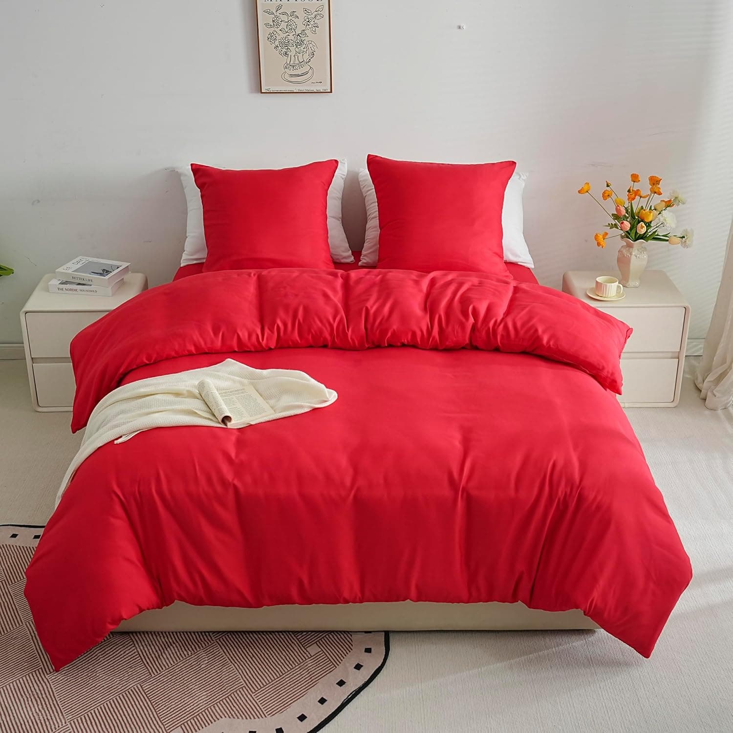 Sets de Housses de Couettes Légère 140x200 cm Fermeture Éclair 2 Pièces Microfiber 80 Fils/cm² + 1 Pillowcase d'pillow 65x65 cm Parure de Lit Adulte 1 Personne Ensemble Literie Douce