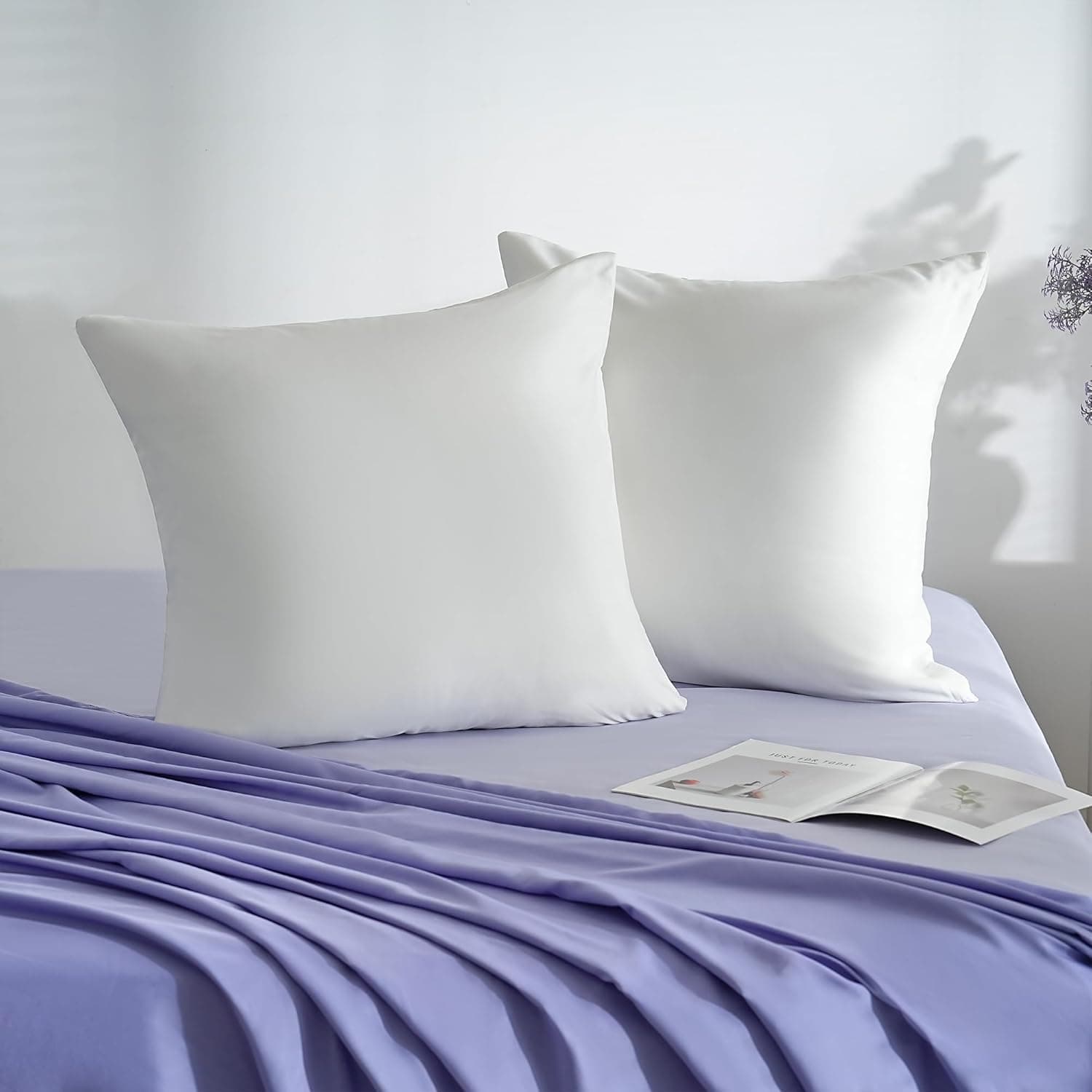 18 Couleurs Lot 2 Pillowcase d'pillow 65x65 cm White Cover Pillow Coussin pour Canapé Lit Fermeture Éclair Anti-Acariens Hypoallergénique Protège Pillow Zip Microfiber