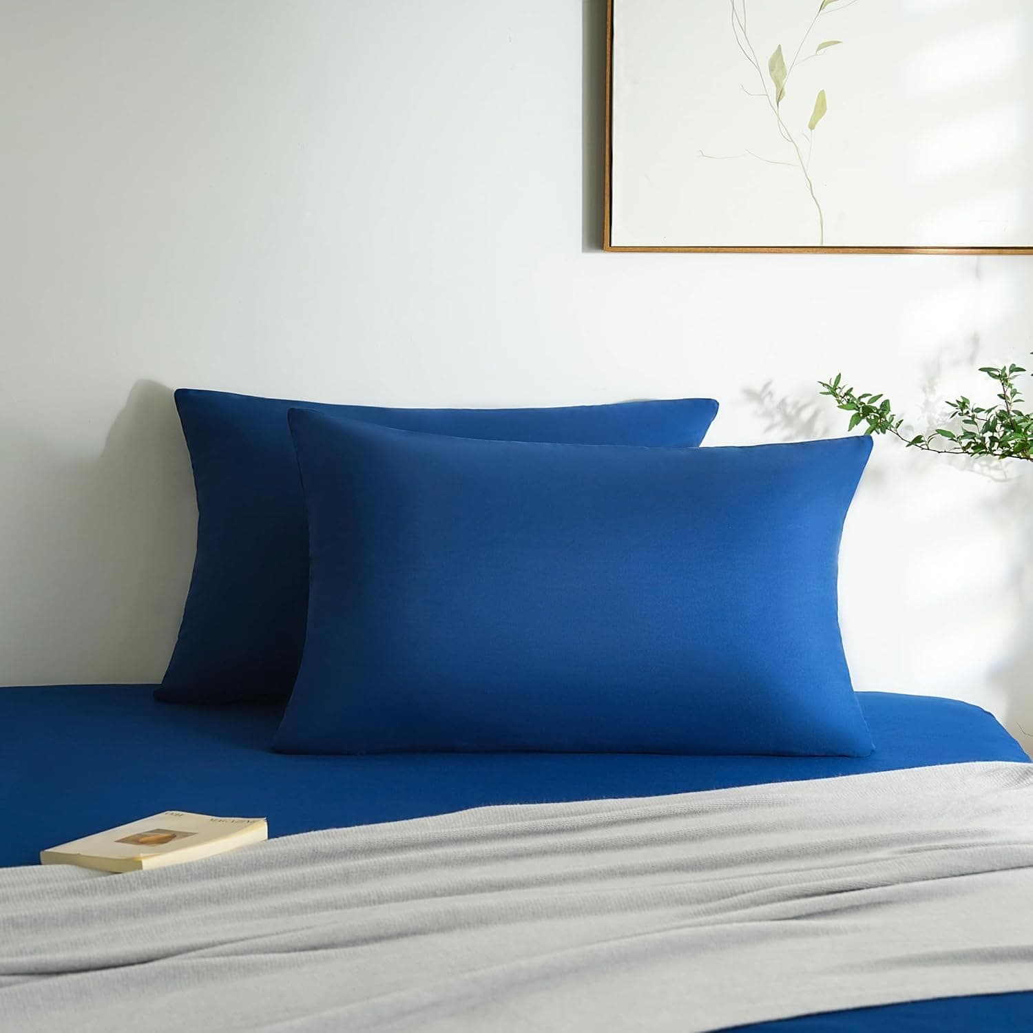 AYSW Lot de 2- Taies d'pillow Blue Dark 65x65cm Cover d'pillow avec Une Fermeture Eclair en Microfiber