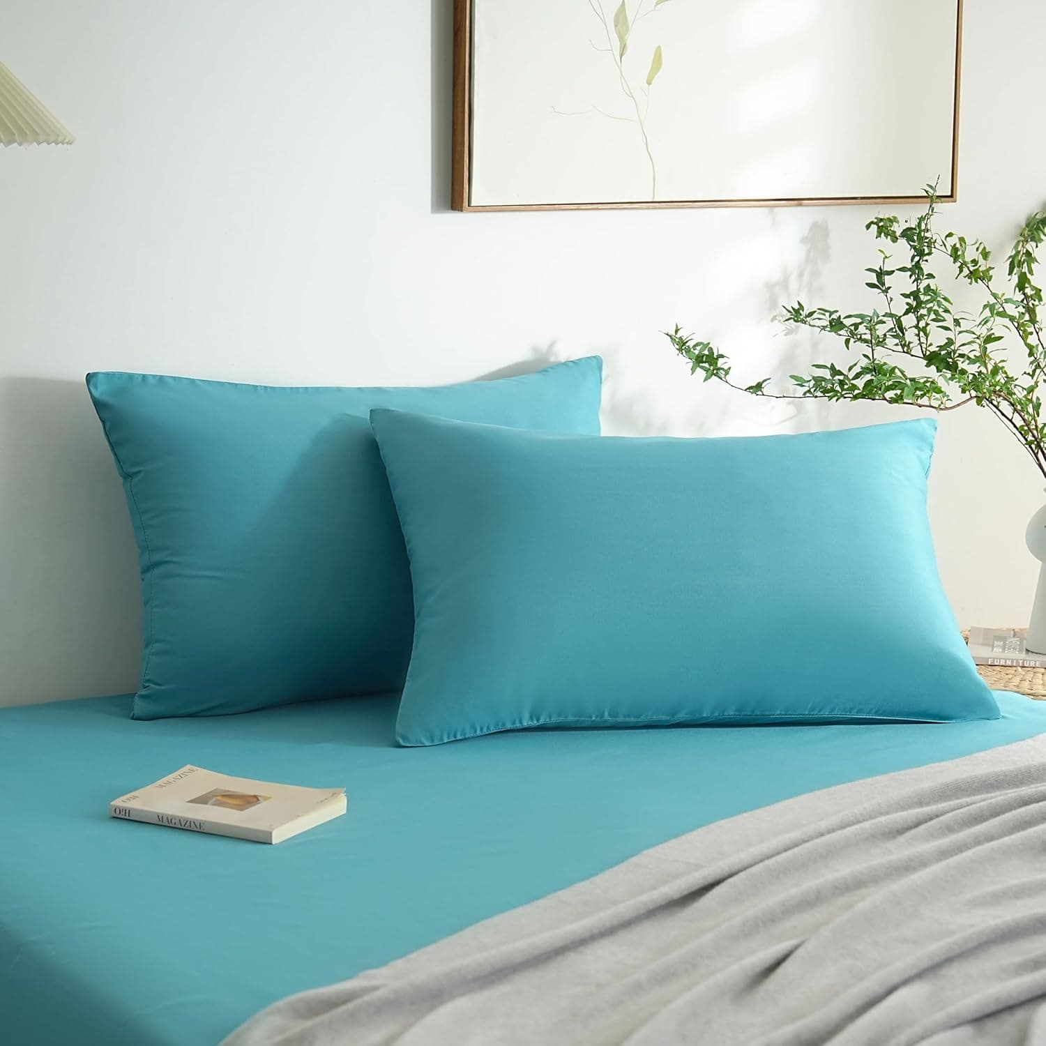 AYSW Lot de 2- Taies d'pillow 50x70cm Lac Blue Cover d'pillow avec Une Fermeture éclair en Microfiber