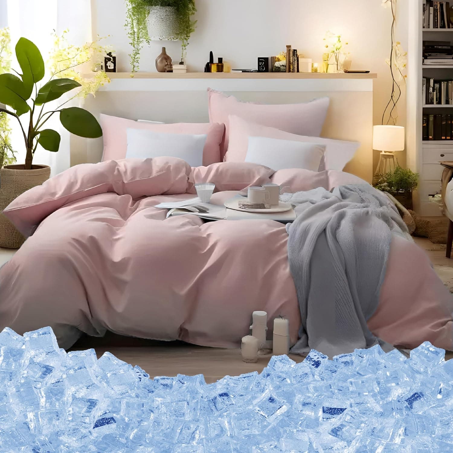 AYSW Bedding King Duvet Cover Set 3 PCS Plain Brushed Microfiber Gift Bedding 1 Duvet Cover with 2 Zippers and 2 Pillowcases Pink