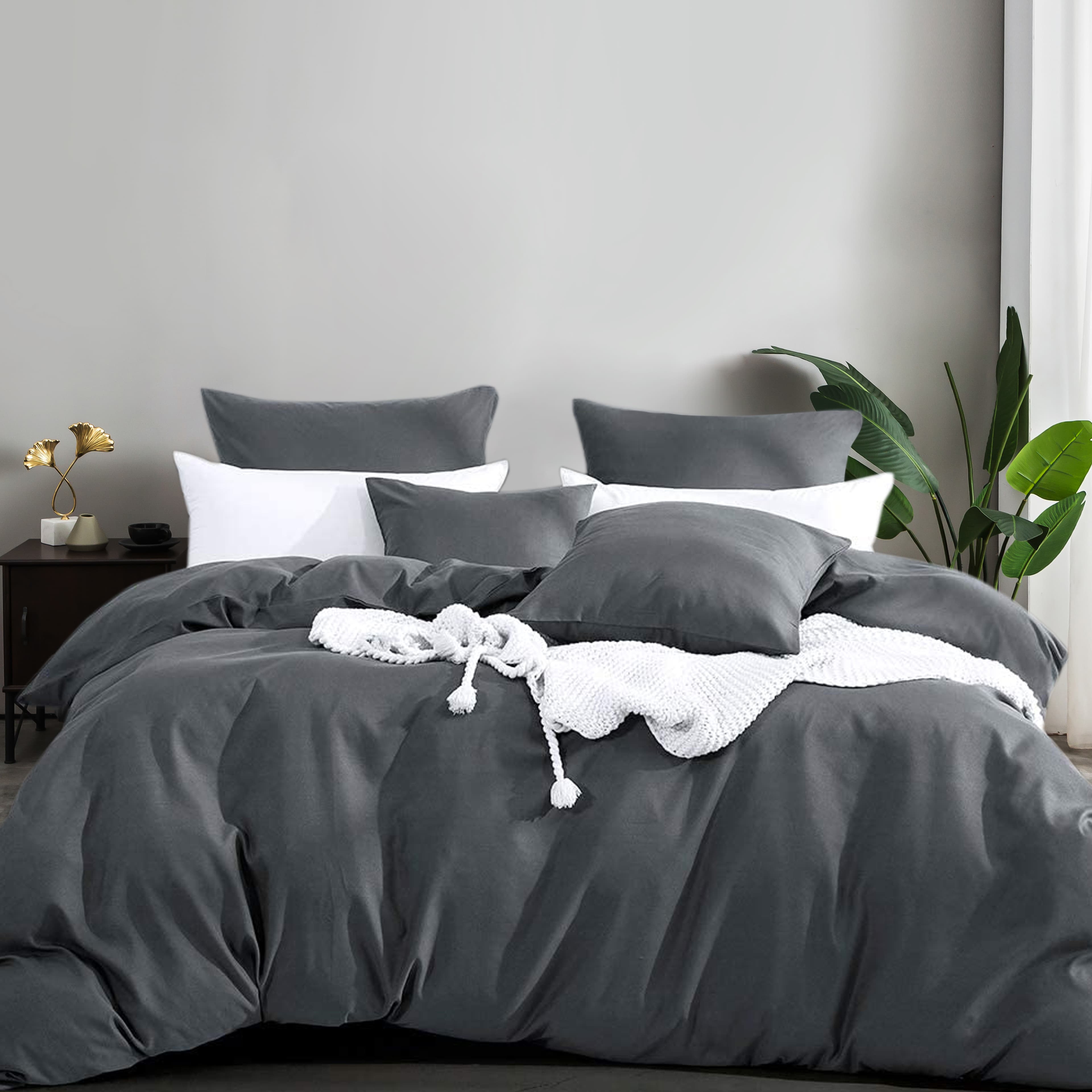 AYSW Parure de Lit 140x200/160x200/180x200 cm 4 Pièces Cover de Duvet 200x200/220x240/240x260 cm + Sheet Cover 140 x 200 / 160 x 200 / 180 x 200 cm avec 2 taies d'oreillers 65x65 cm 200x200/220x240/240x260 Parure 120 Fils/cm² en Microfiber