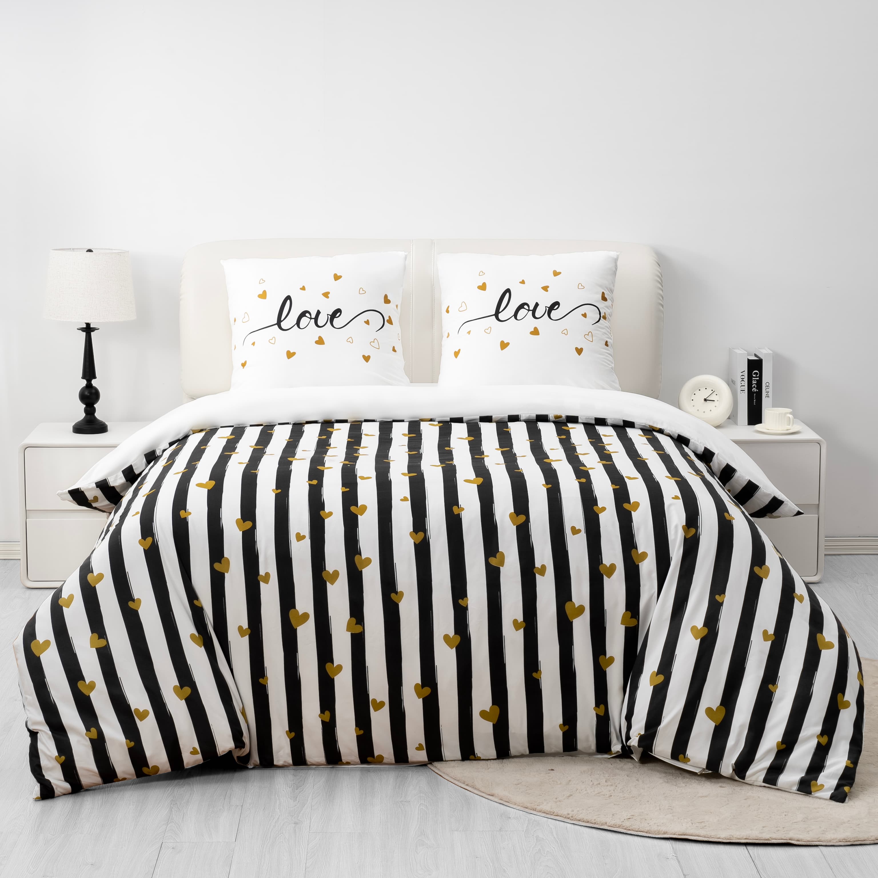 AYSW Parure de lit Imprimé Rayure Sets de Housses de Couettes 140 x 200 / 200 x 200 / 220 x 240 / 240 x 260 cm + Pillowcase d'pillow 65 x 65 cm Multicolore Motif Ensembles Cover de Duvet 2 / 3 Pièces Fermeture Éclair