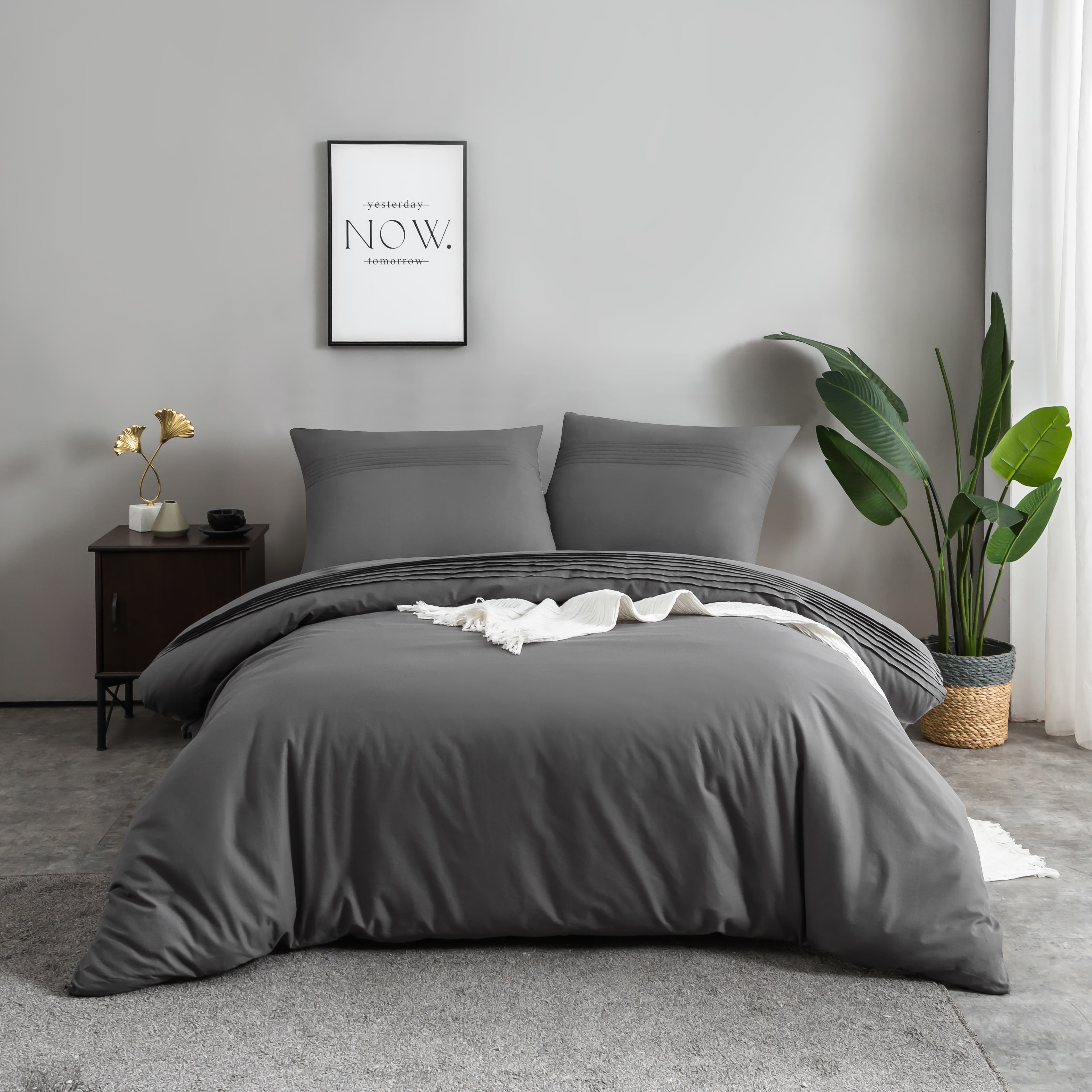 AYSW Cotton Sets de Cover de Duvet 200x200/220x240/240x260 cm Parure de Lit Haut Gamme Plissé Adulte 2 Personnes avec 2 Taies d'pillow 65x65cm Fermeture Éclair