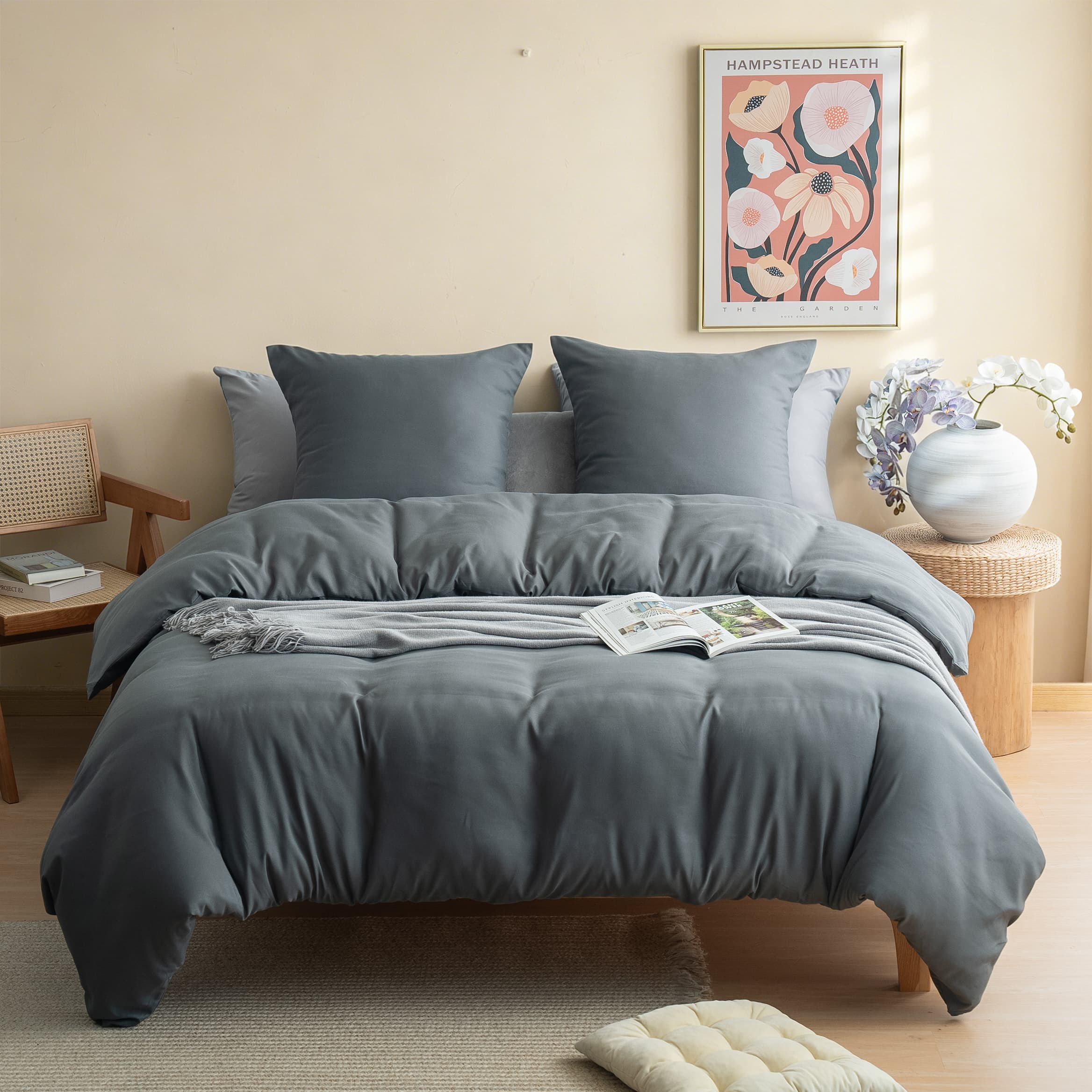 MOHAP Cover de Duvet 200x200/220x240/240x260 cm avec Taies d'Pillow 65x65x2cm Parure de Lit 120 Fils/cm² avec Fermeture Éclair 2 Personnes