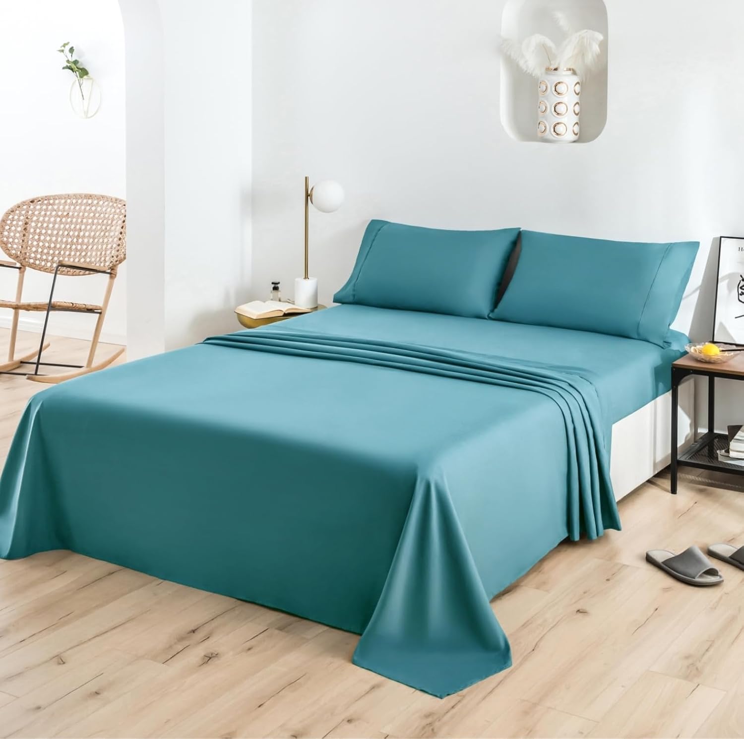 AYSW Bed Sheet Set 4 Pieces Double Brushed Microfiber 1800 - Breathable All Season Luxury Soft Bedding - Queen Teal 2