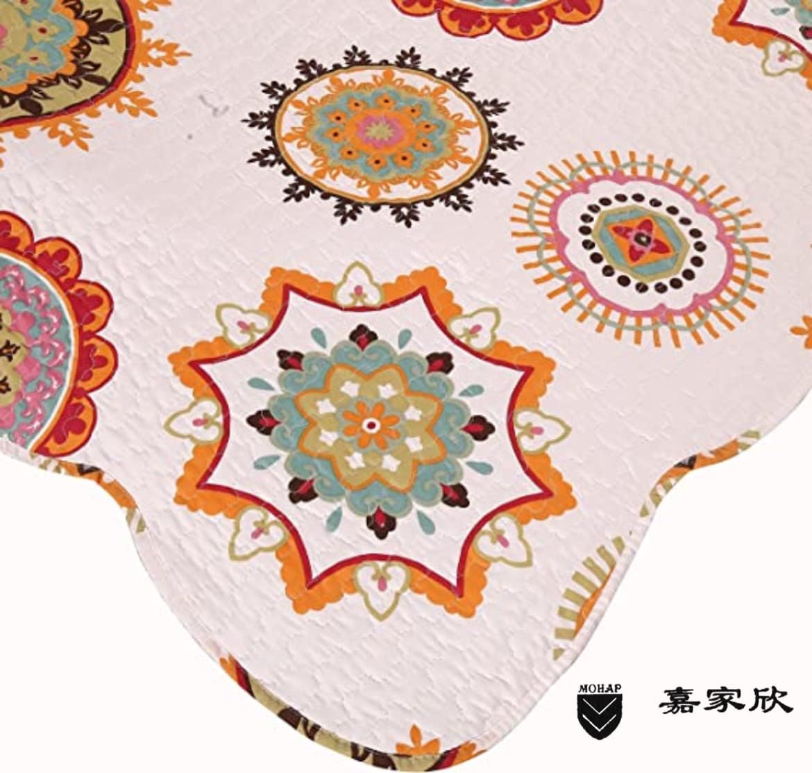 AYSW Quilt Set 3 Pieces Queen Size Bohemian Style for All Season Use Coverlet Set Retro Sunflower Pattern 2