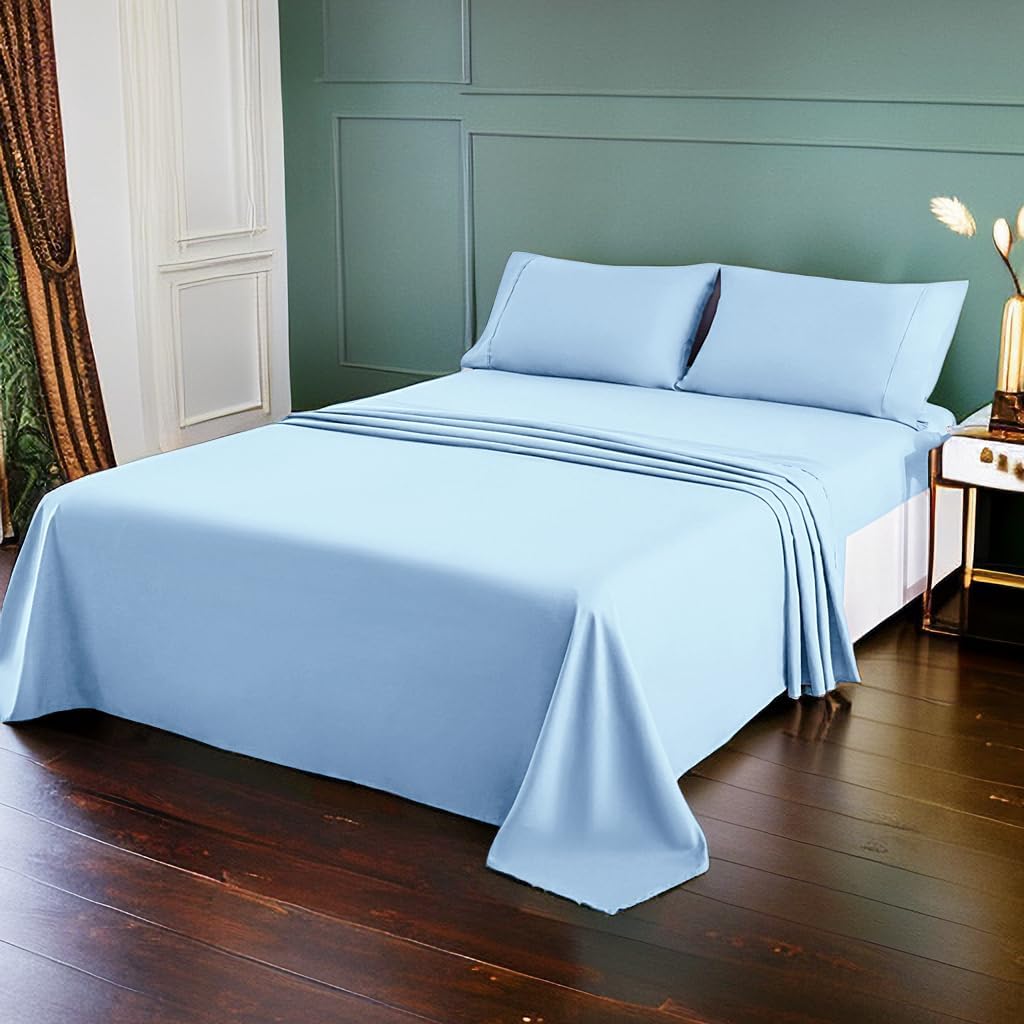 AYSW Bettlaken-Set 3-teilig Twin Size - Double Brushed Microfiber 1800 - Ultra Soft & Breathable All Season Luxury Bedding - Light Blue 8