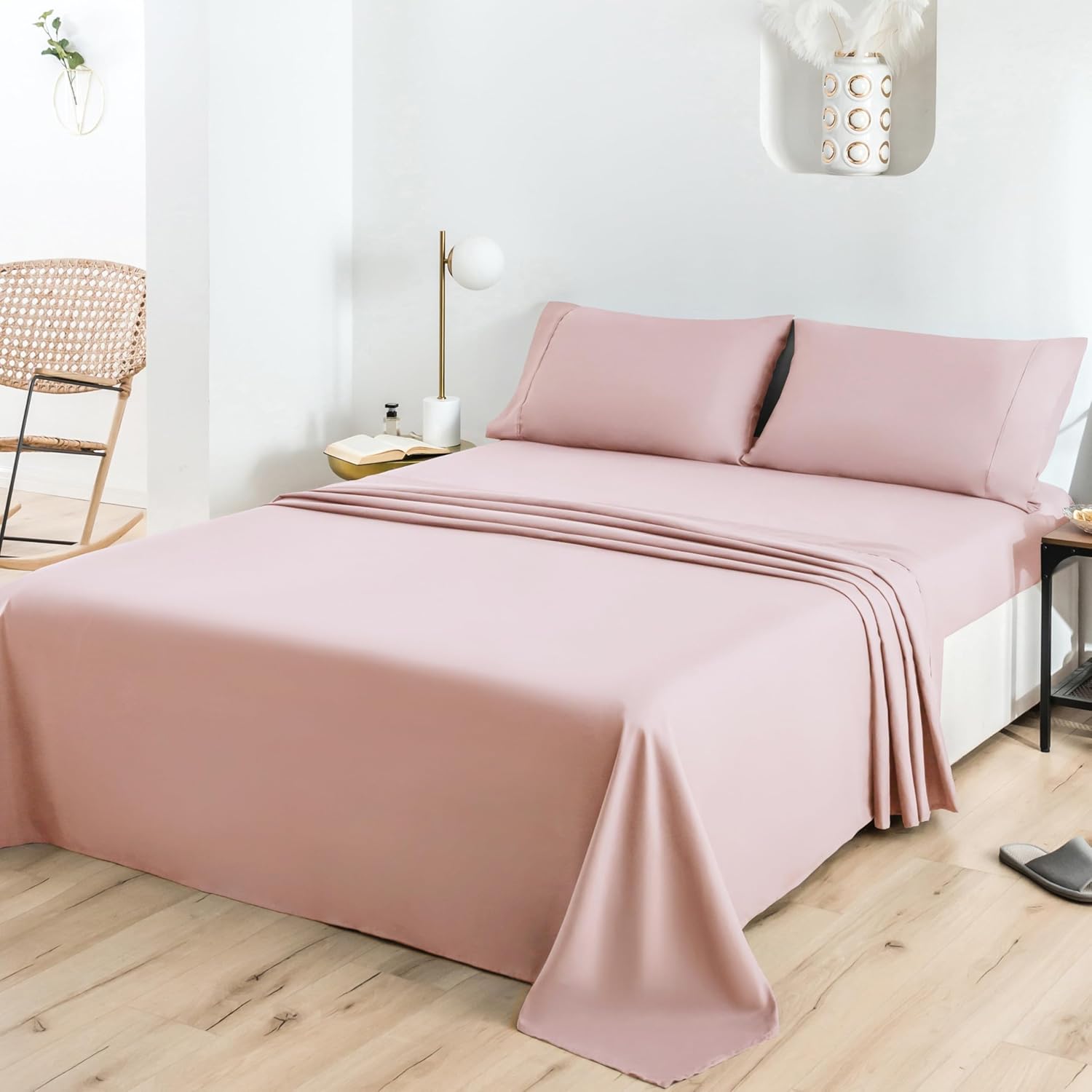 AYSW Bed Sheet Set 4 Pieces Double Brushed Microfiber 1800 - Breathable All Season Luxury Soft Bedding - Queen Pink 2